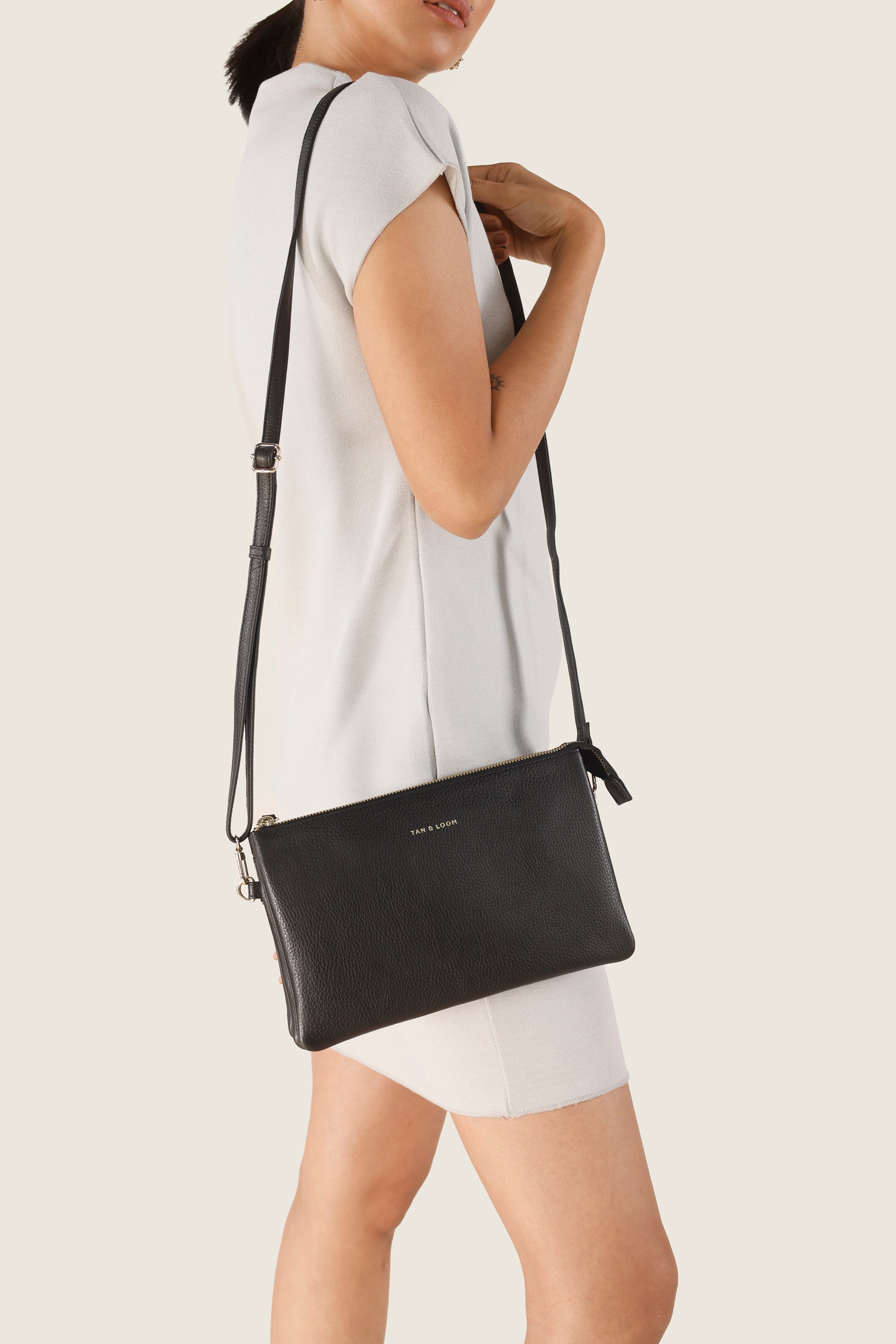 Handcrafted genuine leather Commuter's Sling Bag for women Classic Black