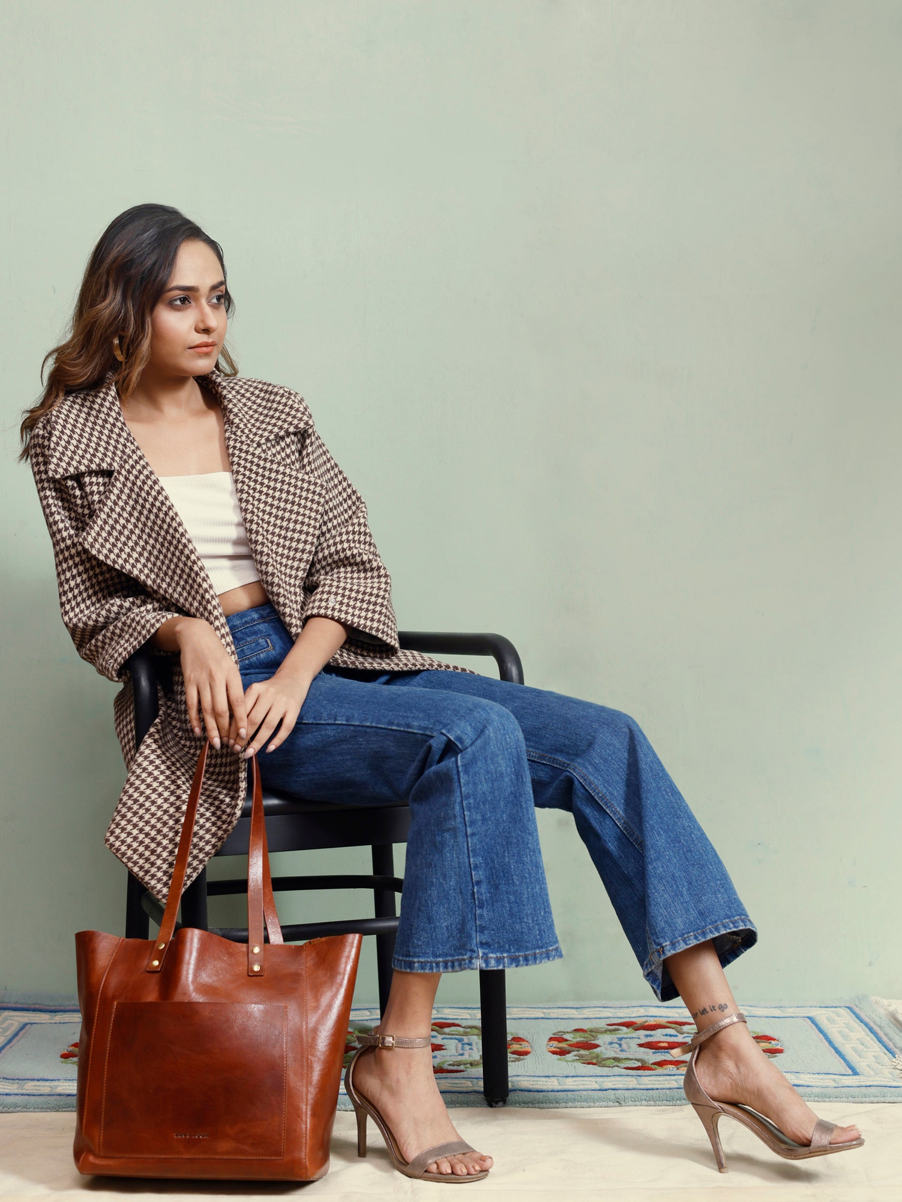 Handcrafted Genuine Vegetable Tanned Leather Old Fashioned Tote Regular Dusty Peach for Women Tan & Loom