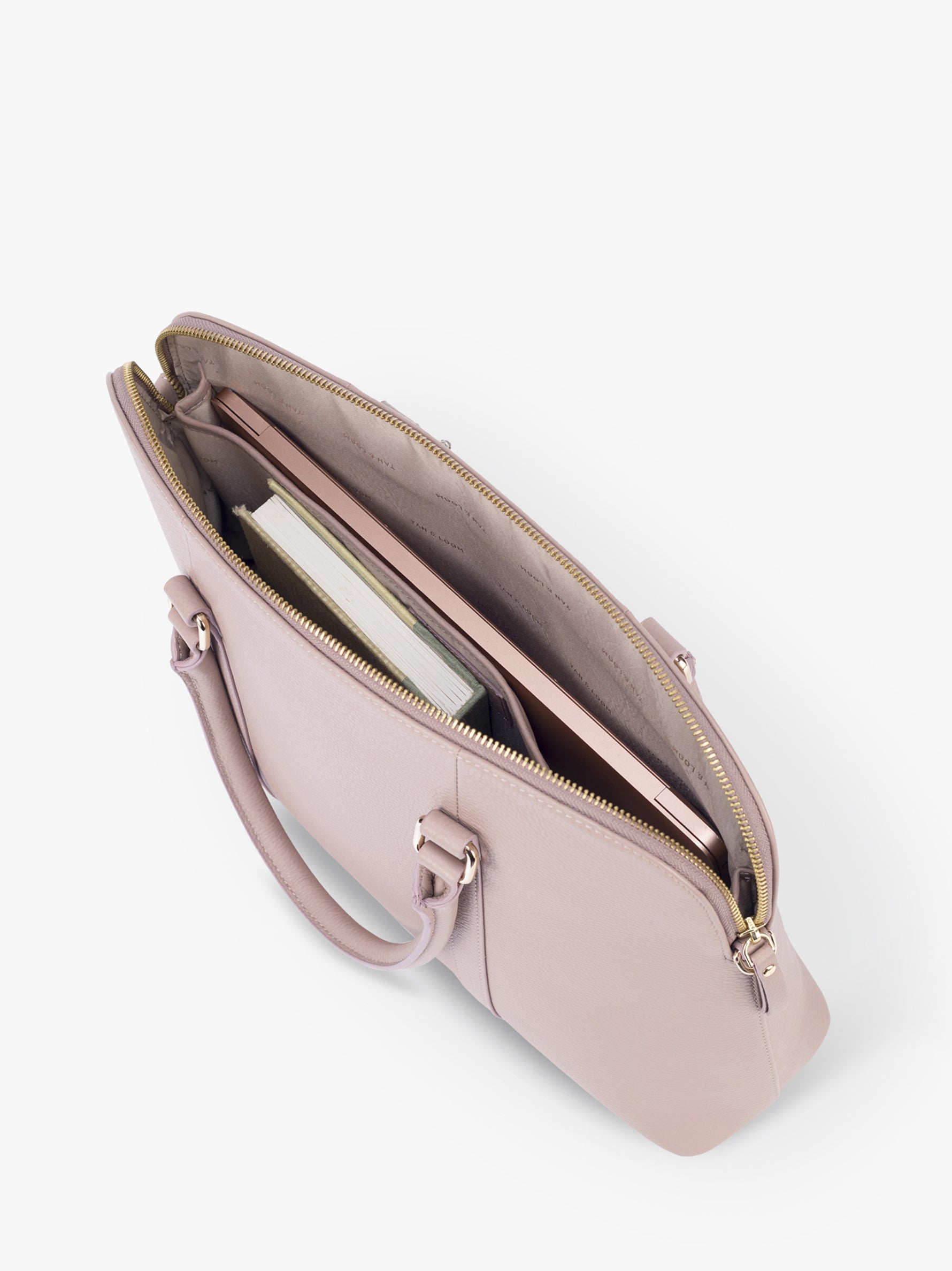Handcrafted genuine leather laptop bag for women Nude Pink