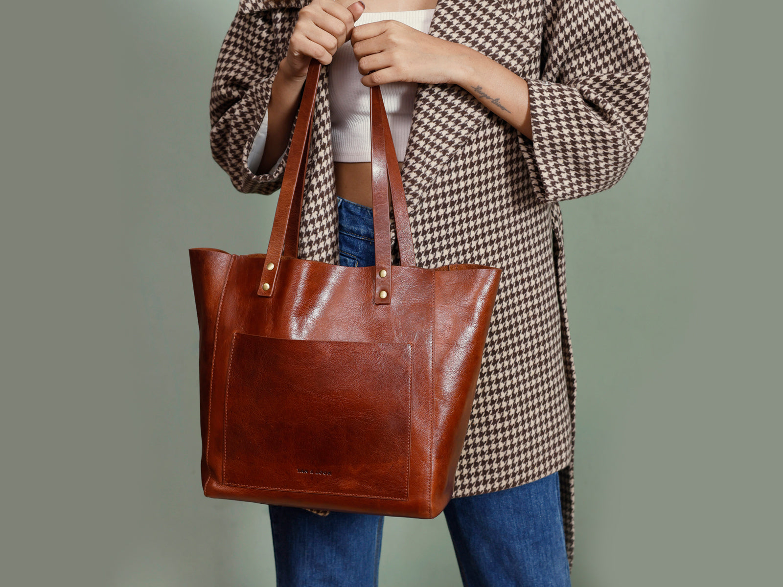 Handcrafted Premium Vegetable Tanned Leather Tote Bag for Women Tan & Loom
