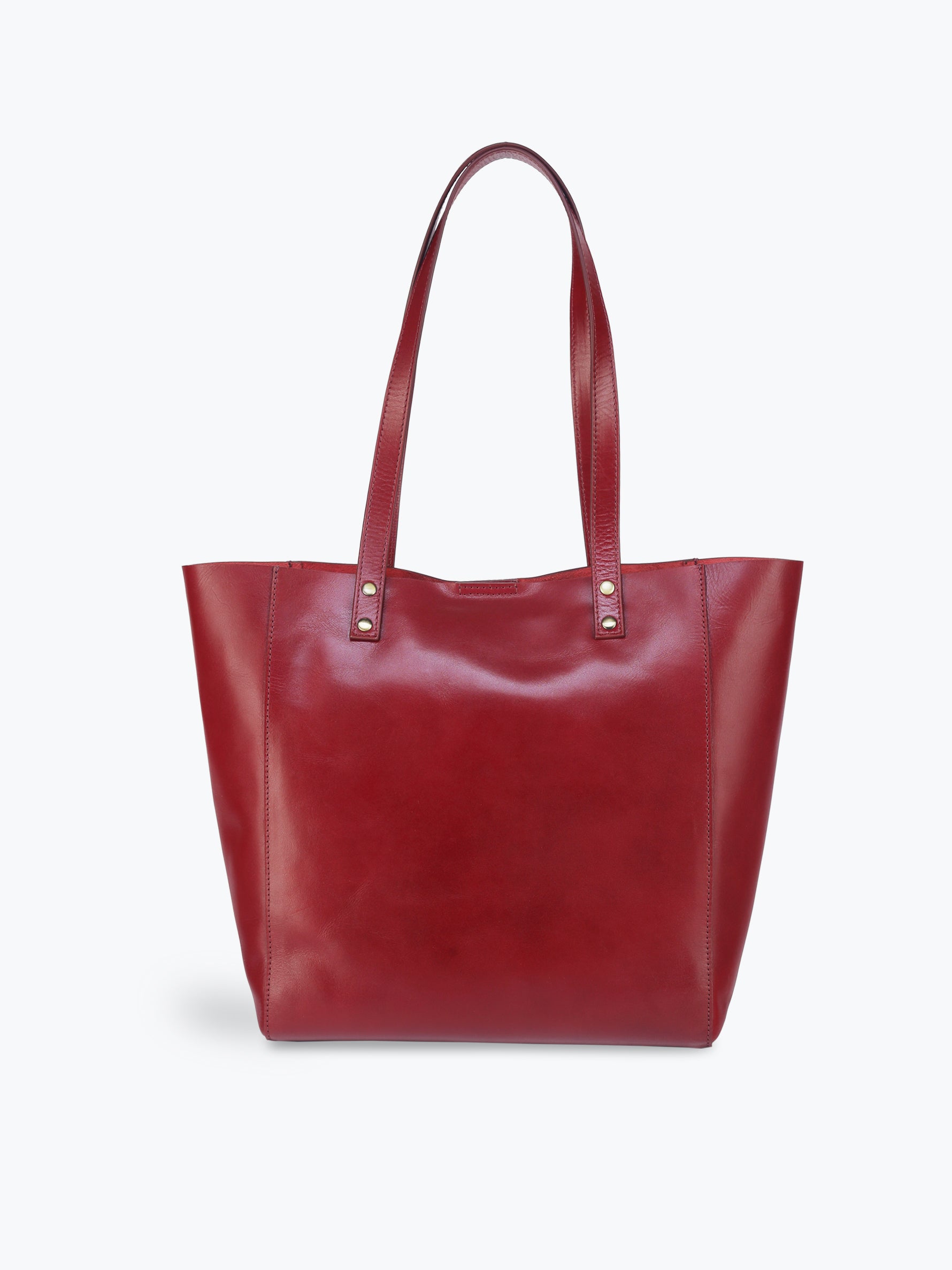 Handcrafted Genuine Vegetable Tanned Leather Old Fashioned Tote Regular Burgundy for Women Tan & Loom