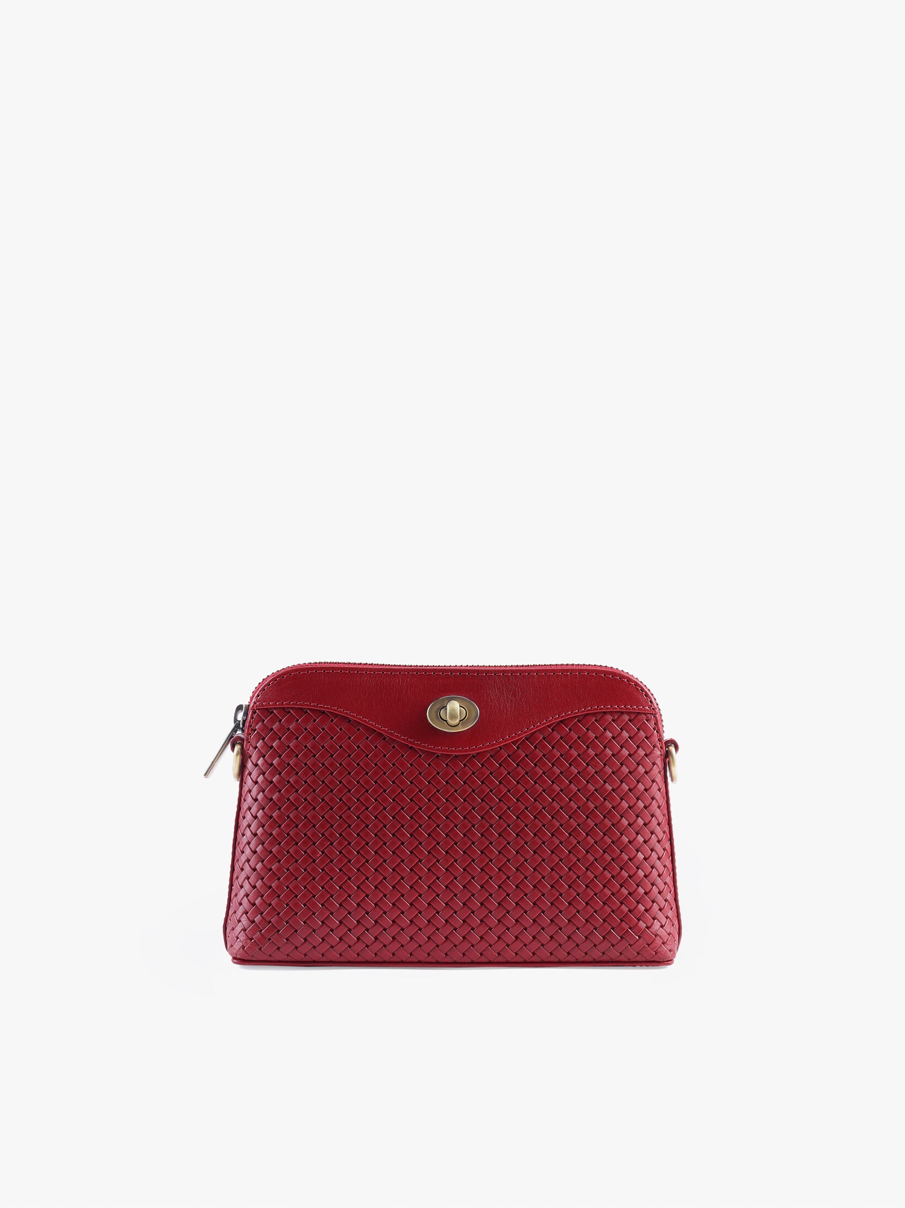Handcrafted Woven Vegetable Tanned Leather Nilgiri Sling (Medium) Cherry Red for Women Tan & Loom