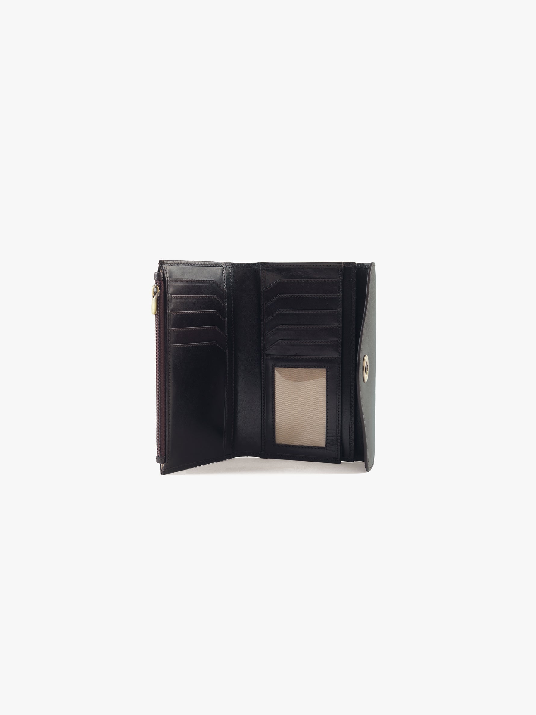 Handcrafted Woven Vegetable Tanned Leather Colaba Clutch Wallet Warm Black for Women Tan & Loom