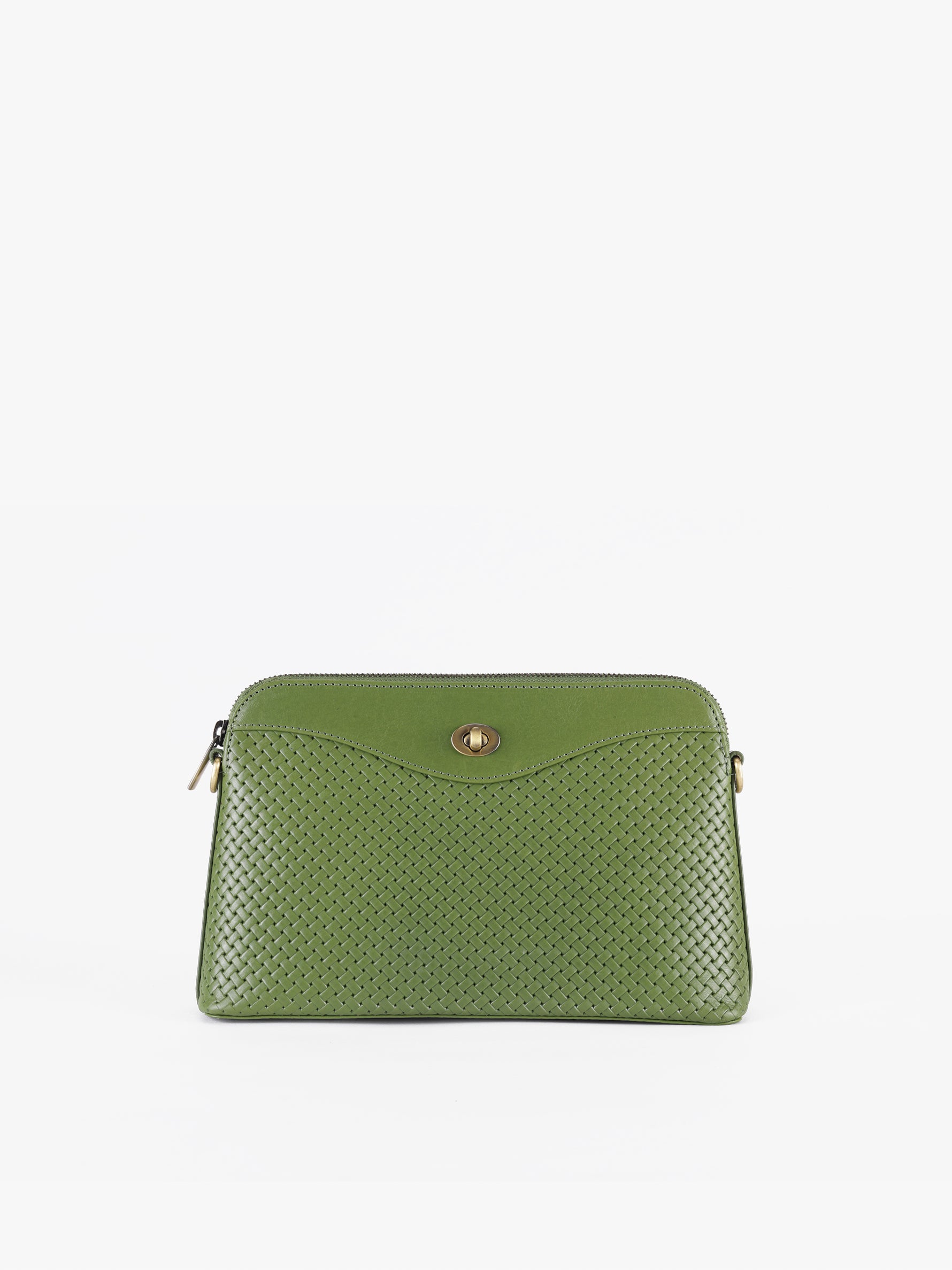 Handcrafted Woven Vegetable Tanned Leather Nilgiri Sling (Large) Matcha Green for Women Tan & Loom