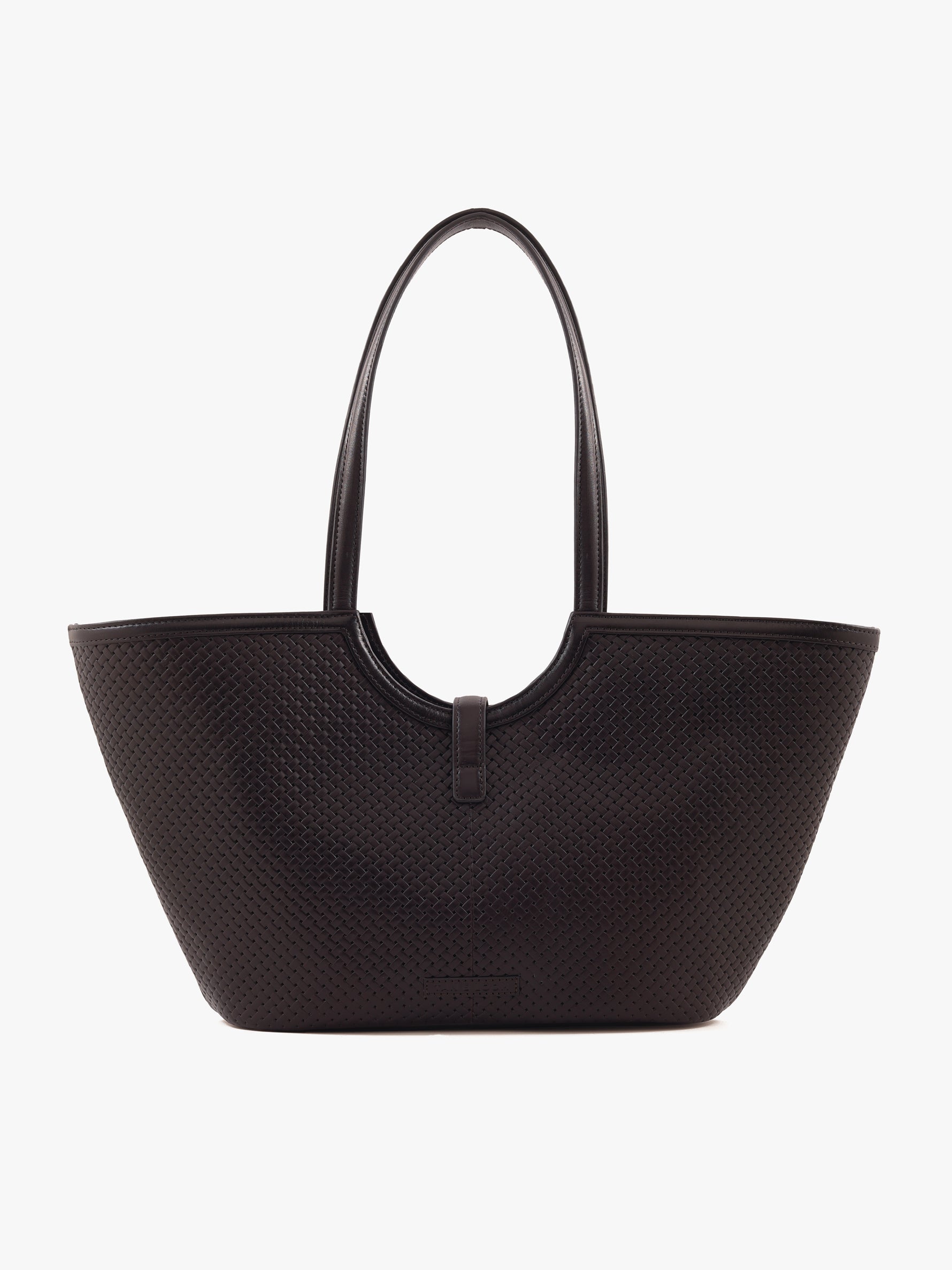 Handcrafted Woven Vegetable Tanned Leather Amalfi Tote Medium Warm Black for Women Tan & Loom