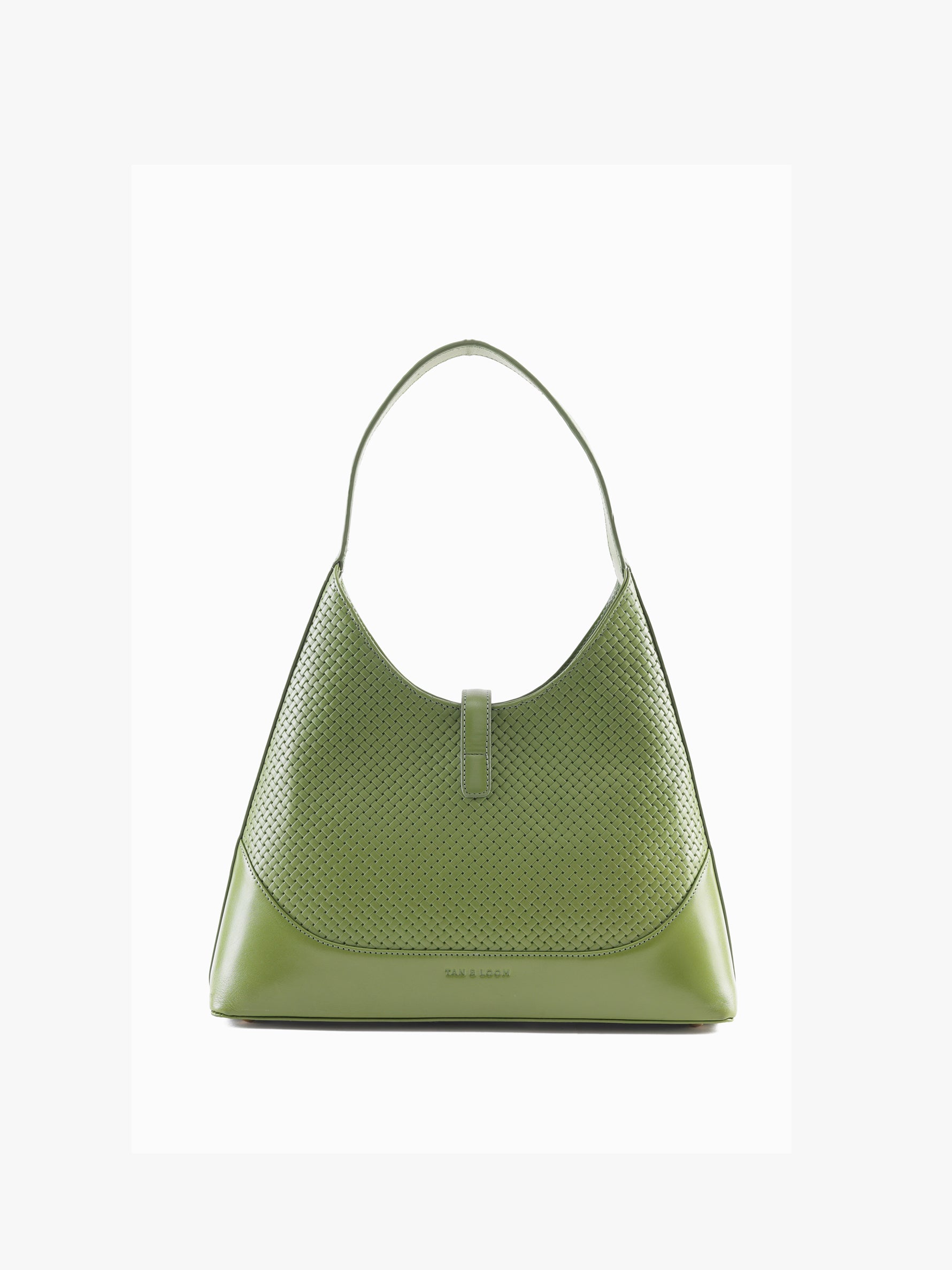 Handcrafted Woven Vegetable Tanned Leather Marrakesh Hobo Matcha Green for Women Tan & Loom