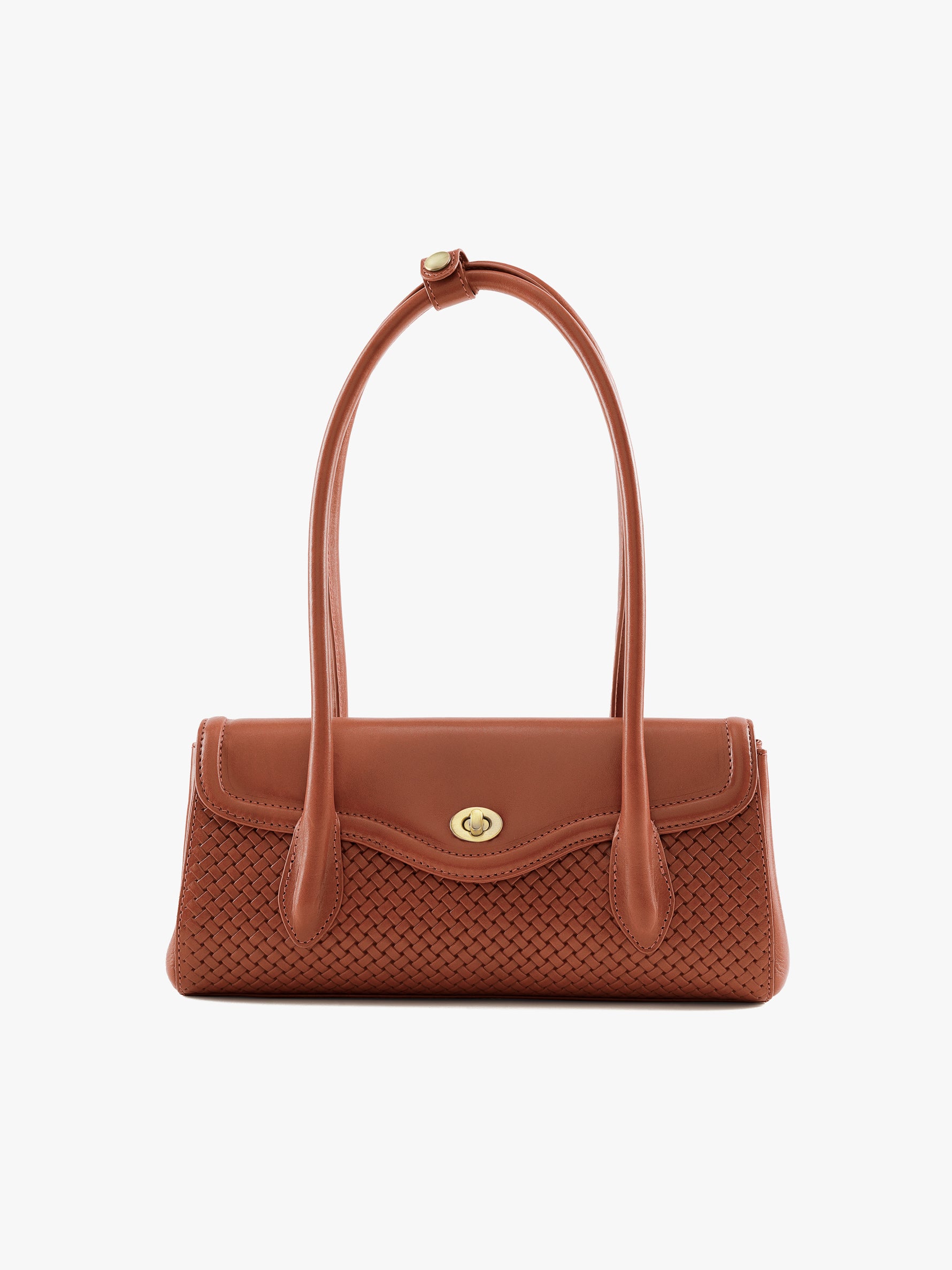Handcrafted Woven Vegetable Tanned Leather Seville Satchel Medium Cognac for Women Tan & Loom