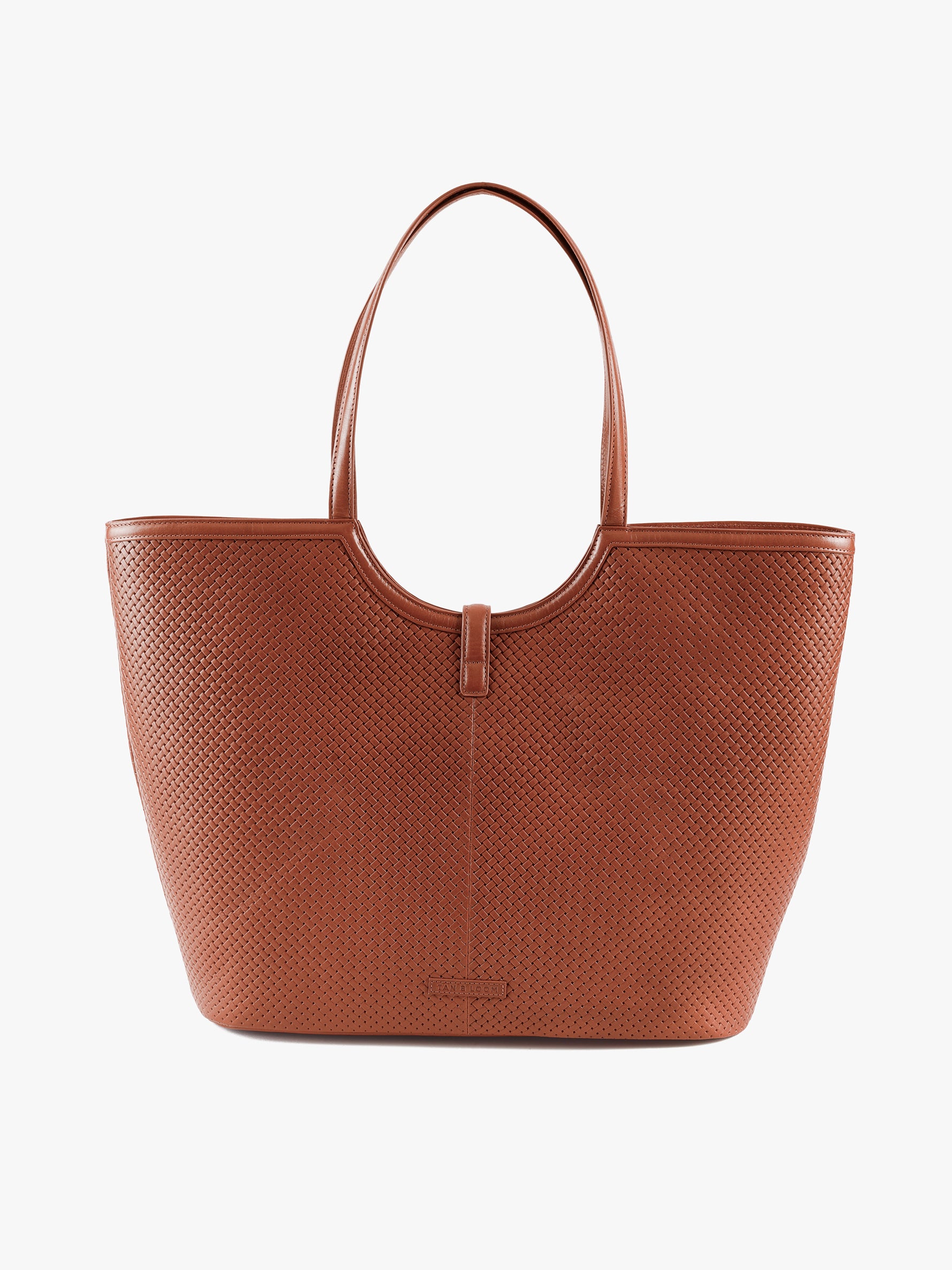 Handcrafted Woven Vegetable Tanned Leather Amalfi Tote Large Cognac Tan for Women Tan & Loom