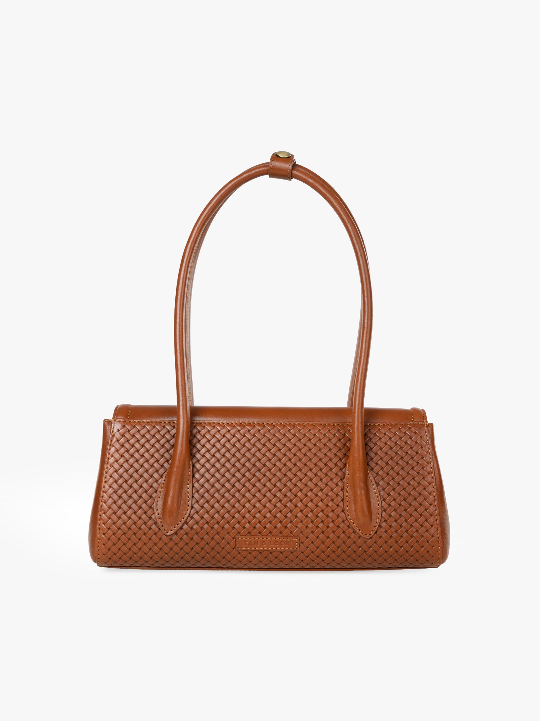 Handcrafted Woven Vegetable Tanned Leather Seville Satchel Medium Cognac for Women Tan & Loom