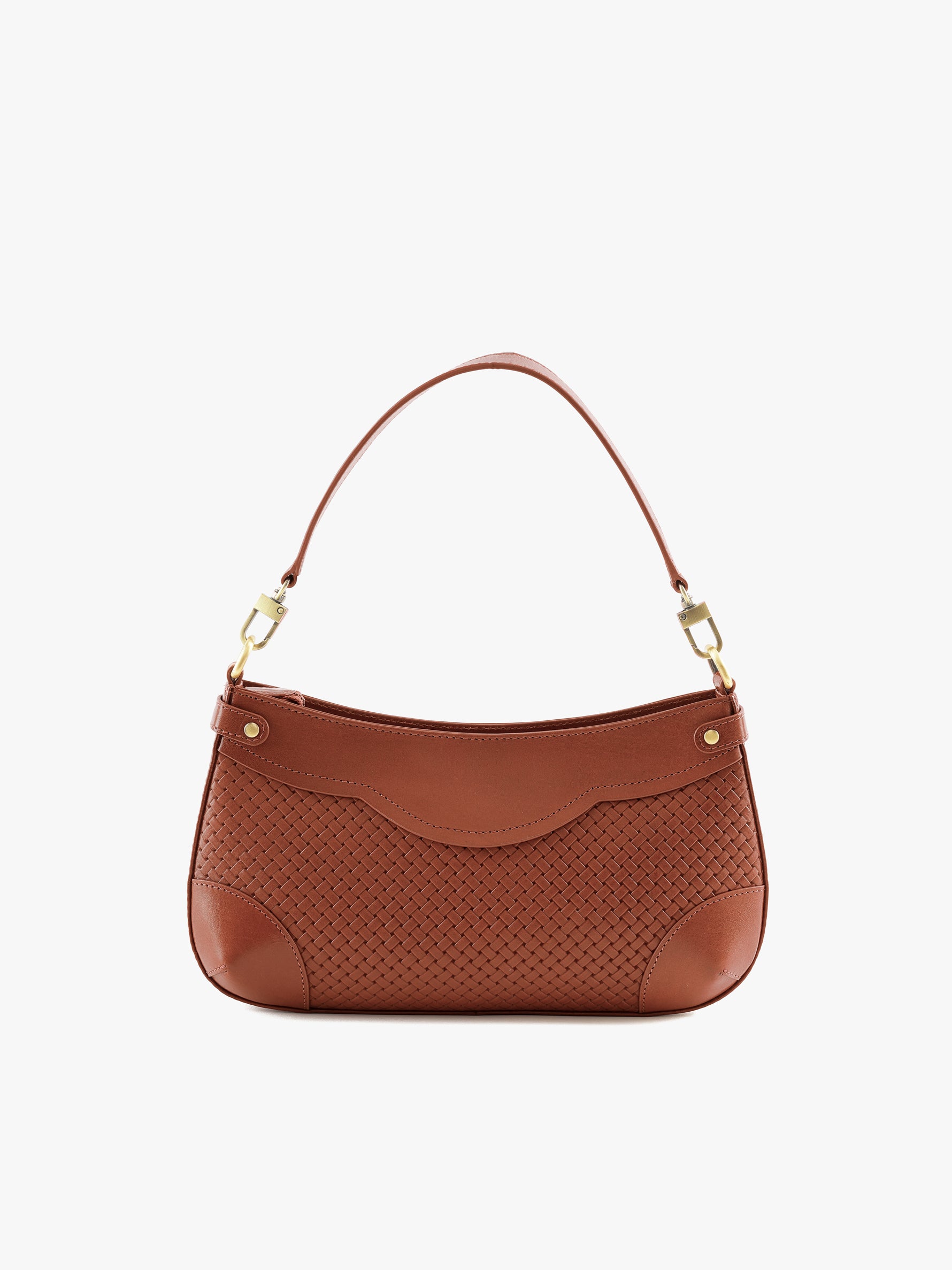 Handcrafted Woven Vegetable Tanned Leather Brooklyn Baguette Cognac for Women Tan & Loom