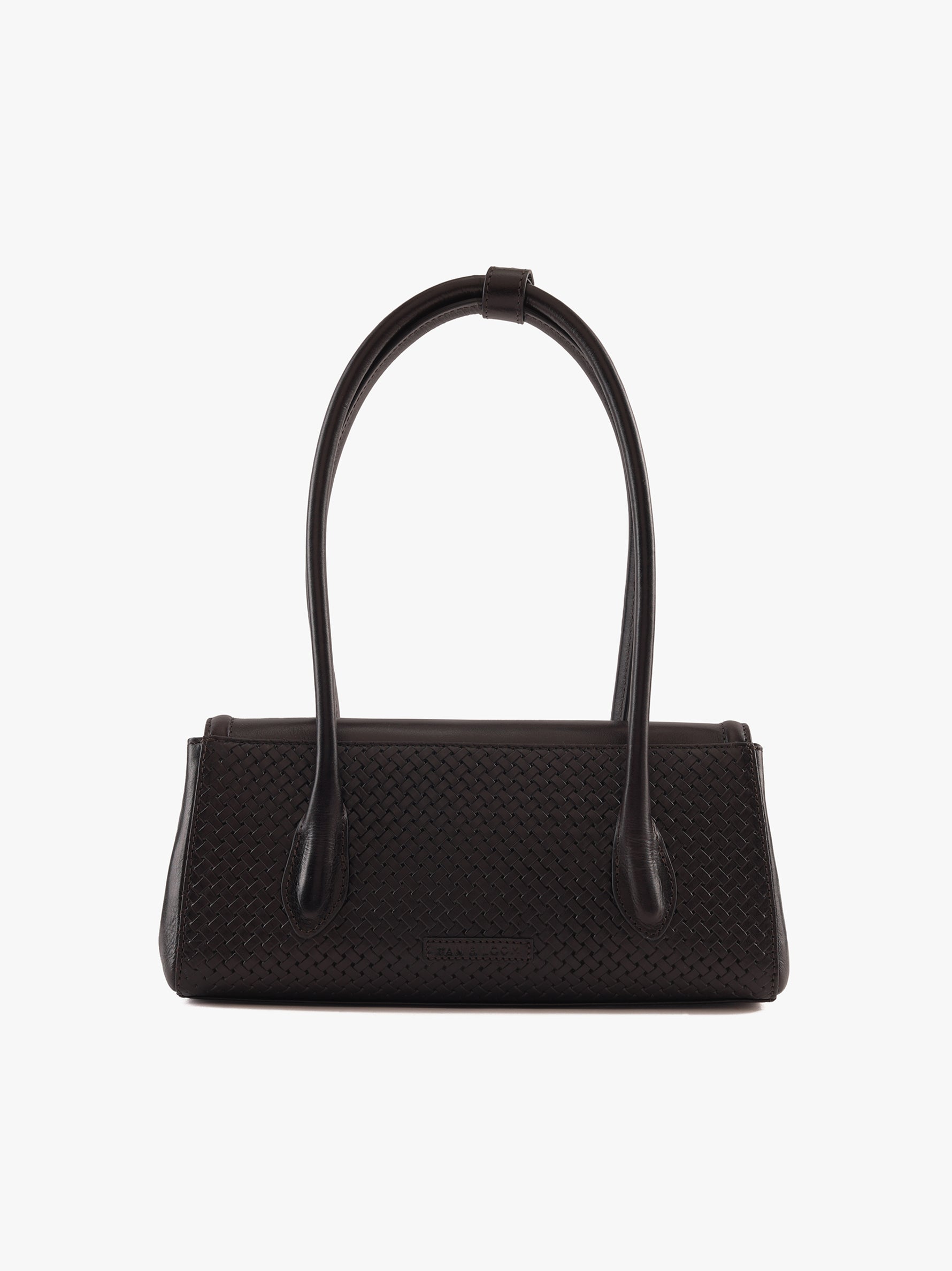 Handcrafted Woven Vegetable Tanned Leather Seville Satchel Medium Warm Black for Women Tan & Loom