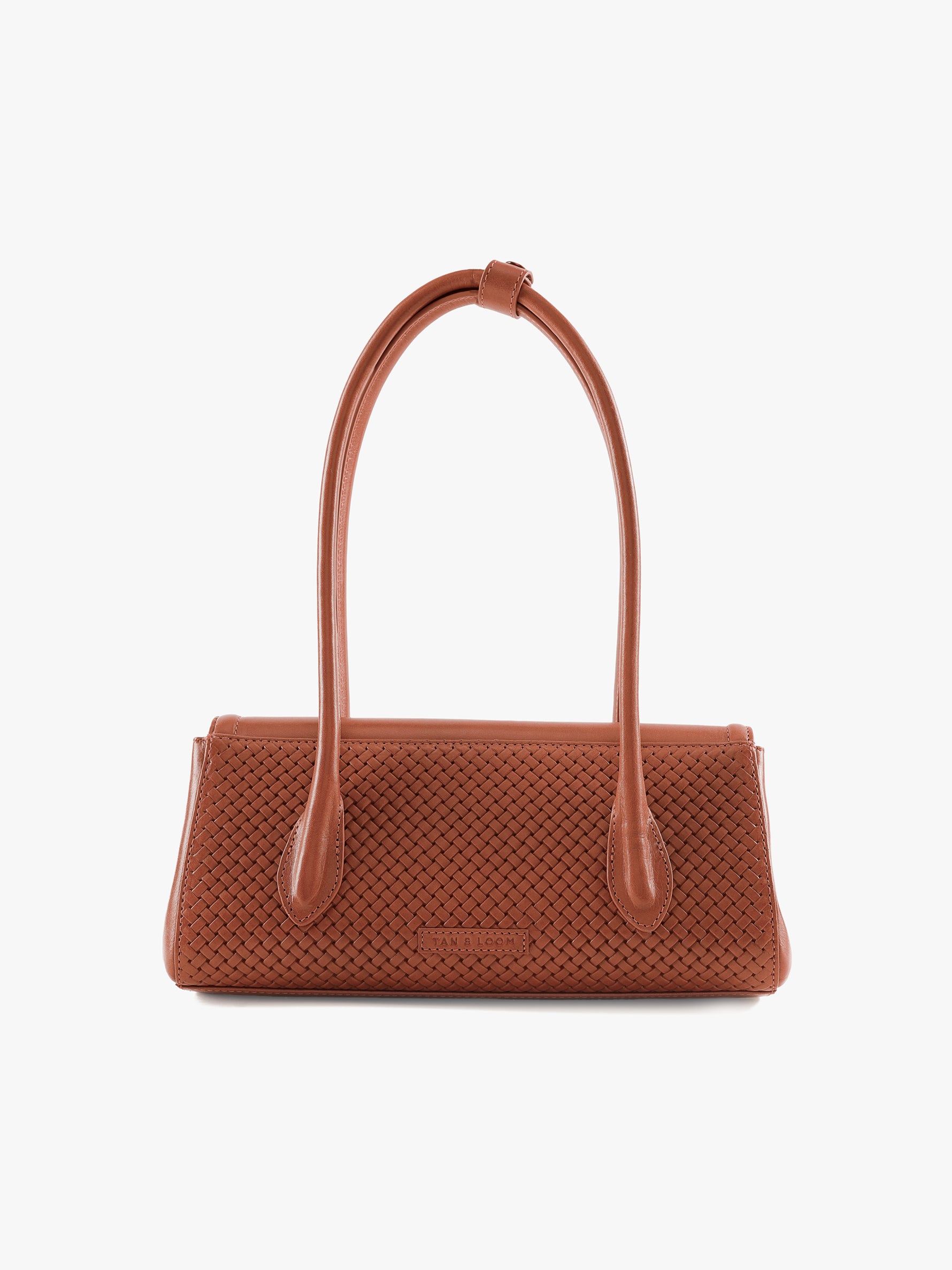 Handcrafted Woven Vegetable Tanned Leather Seville Satchel Medium Cognac for Women Tan & Loom