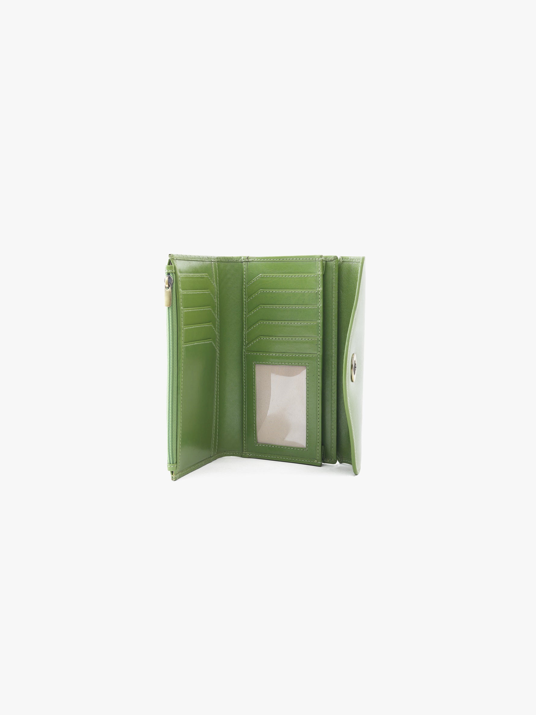 Handcrafted Woven Vegetable Tanned Leather Colaba Clutch Wallet Matcha Green for Women Tan & Loom