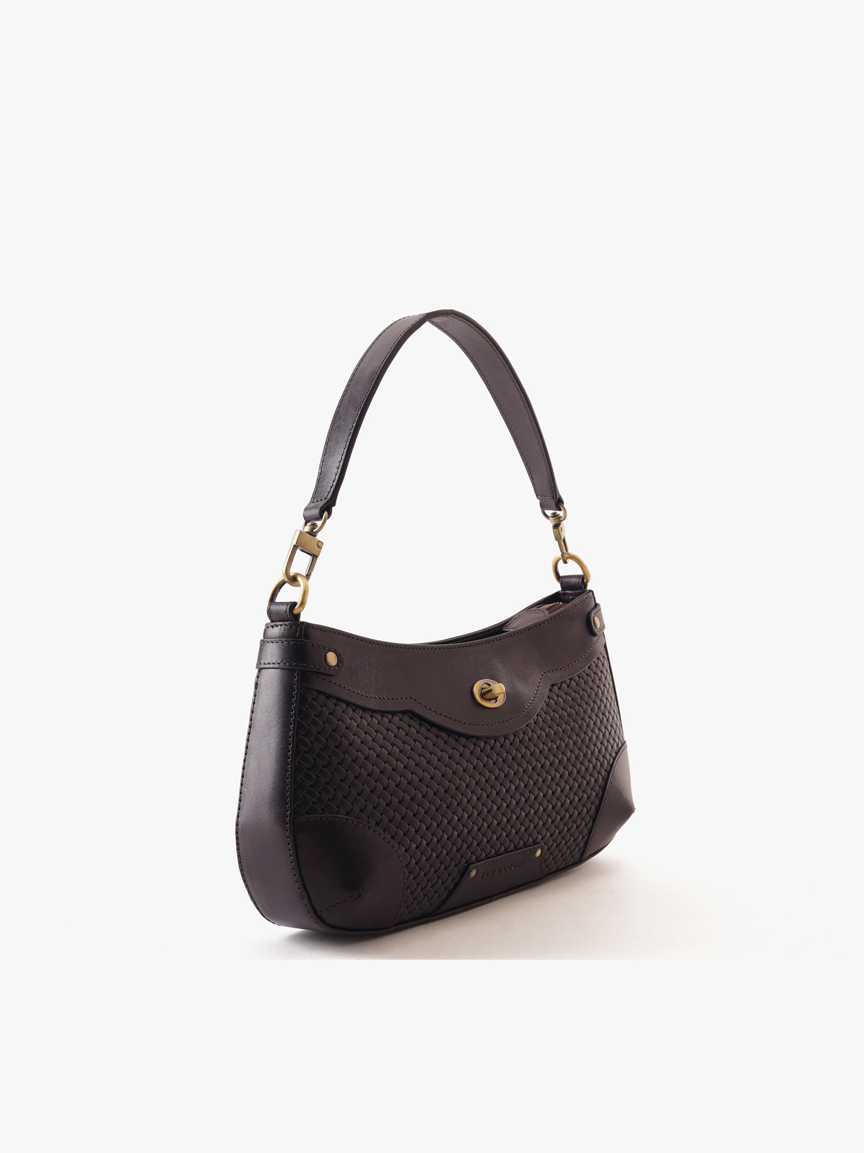 Handcrafted Woven Vegetable Tanned Leather Brooklyn Baguette Warm Black for Women Tan & Loom