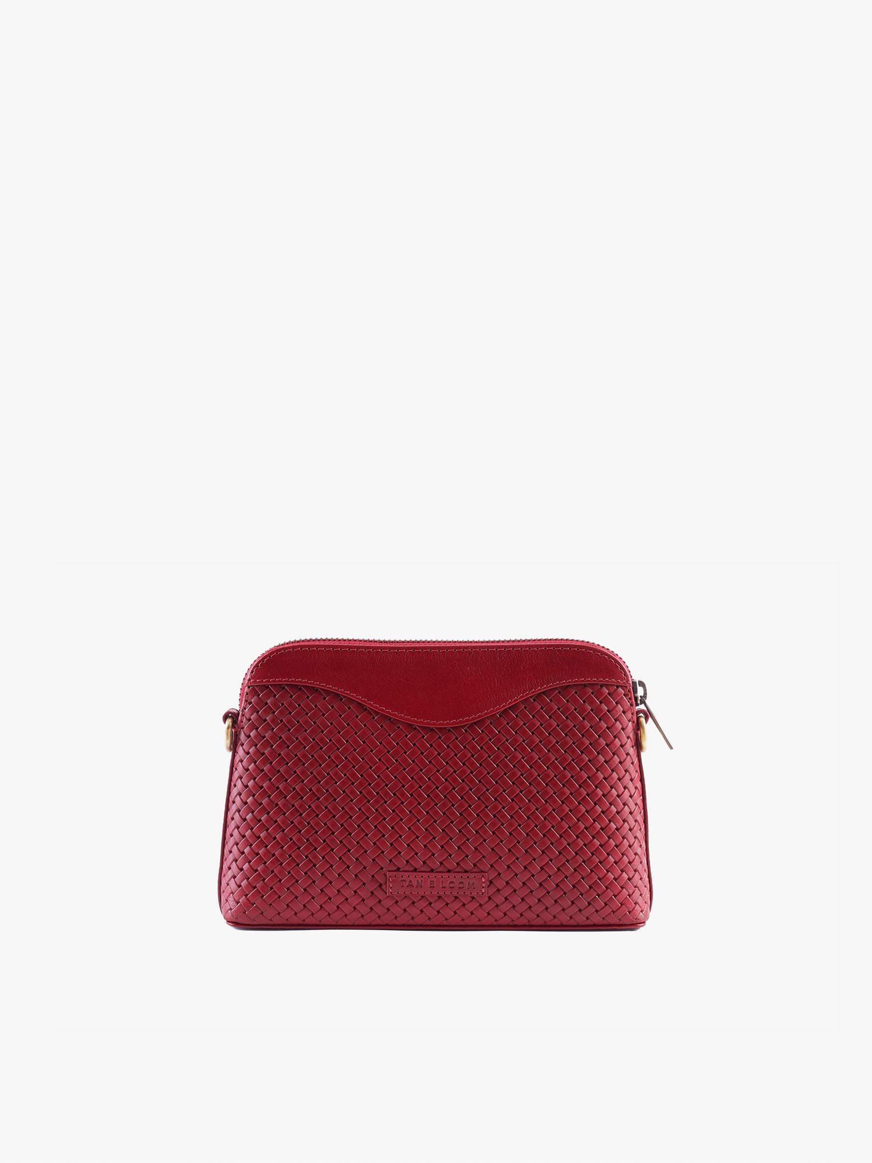 Handcrafted Woven Vegetable Tanned Leather Nilgiri Sling (Medium) Cherry Red for Women Tan & Loom