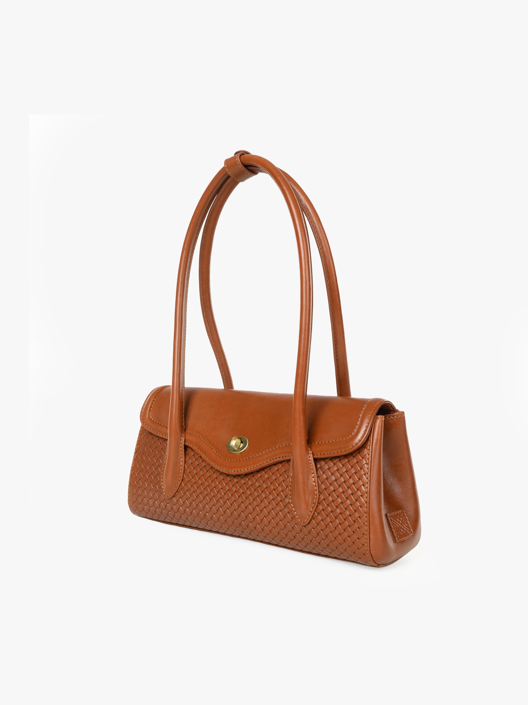 Handcrafted Woven Vegetable Tanned Leather Seville Satchel Medium Cognac for Women Tan & Loom