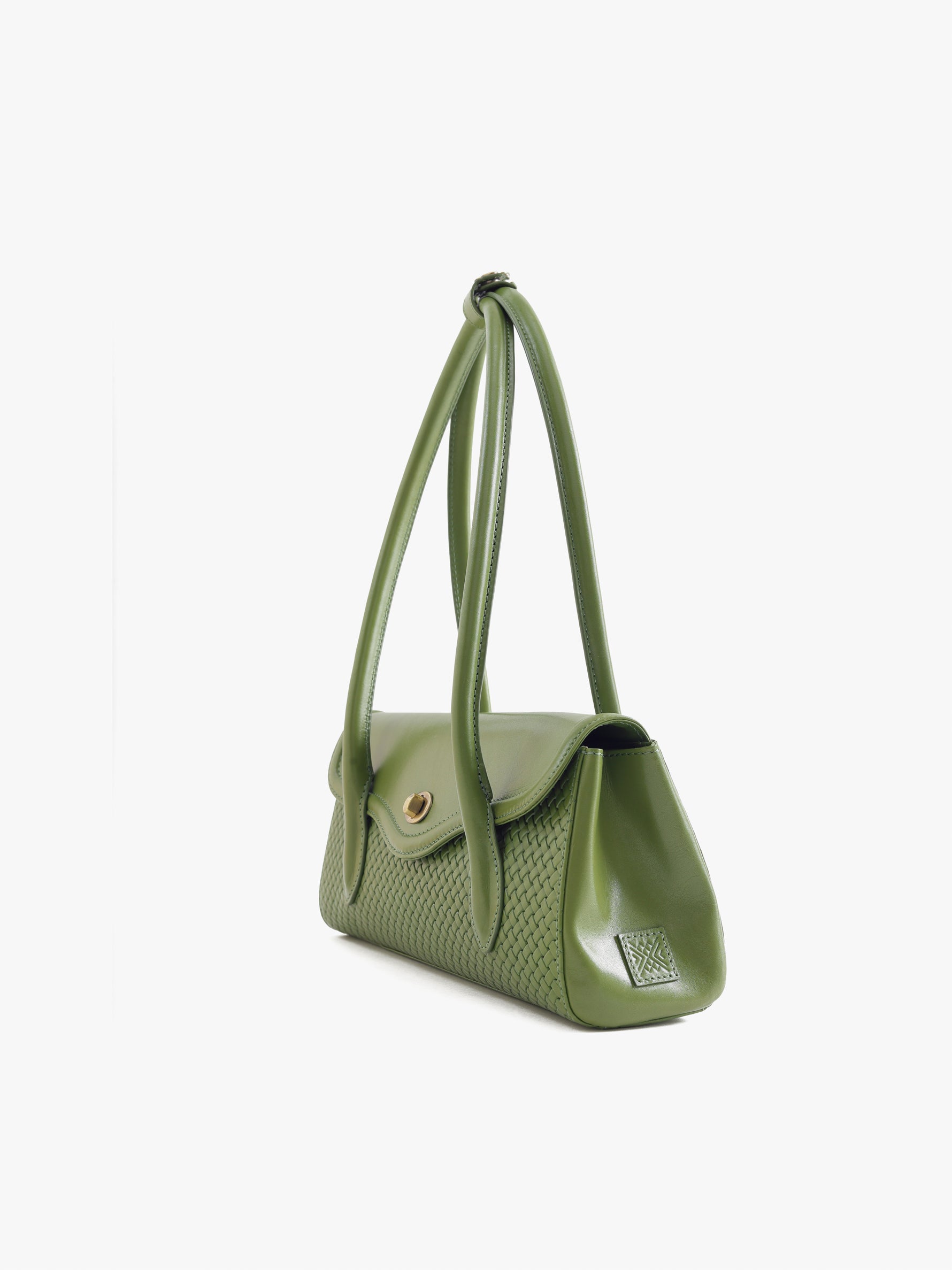 Handcrafted Woven Vegetable Tanned Leather Seville Satchel Medium Matcha Green for Women Tan & Loom