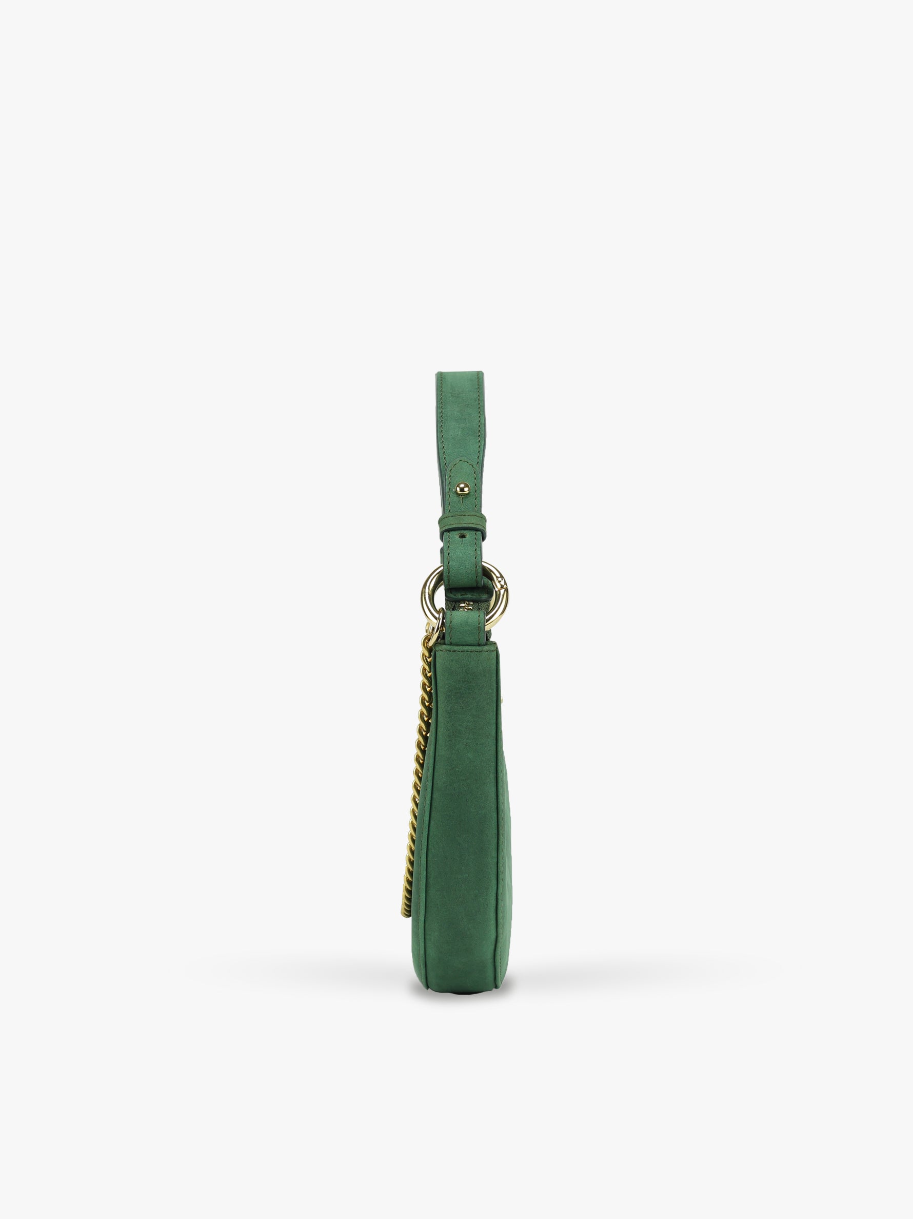 Handcrafted Genuine Vegetable Tanned Leather Little Lune Hunter Green for Women Tan & Loom