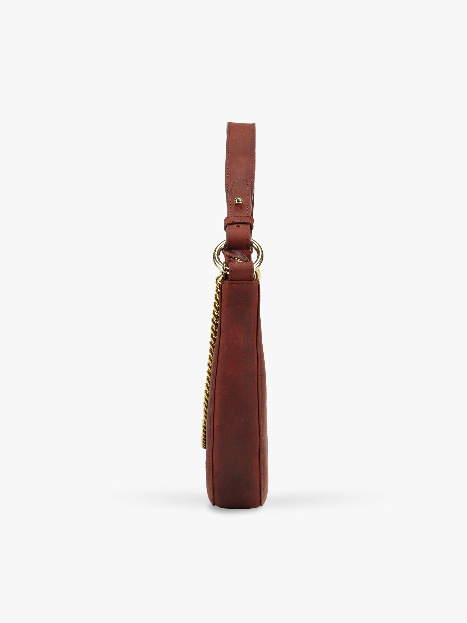 Handcrafted Genuine Vegetable Tanned Leather Lune Baguette Hunter Red for Women Tan & Loom