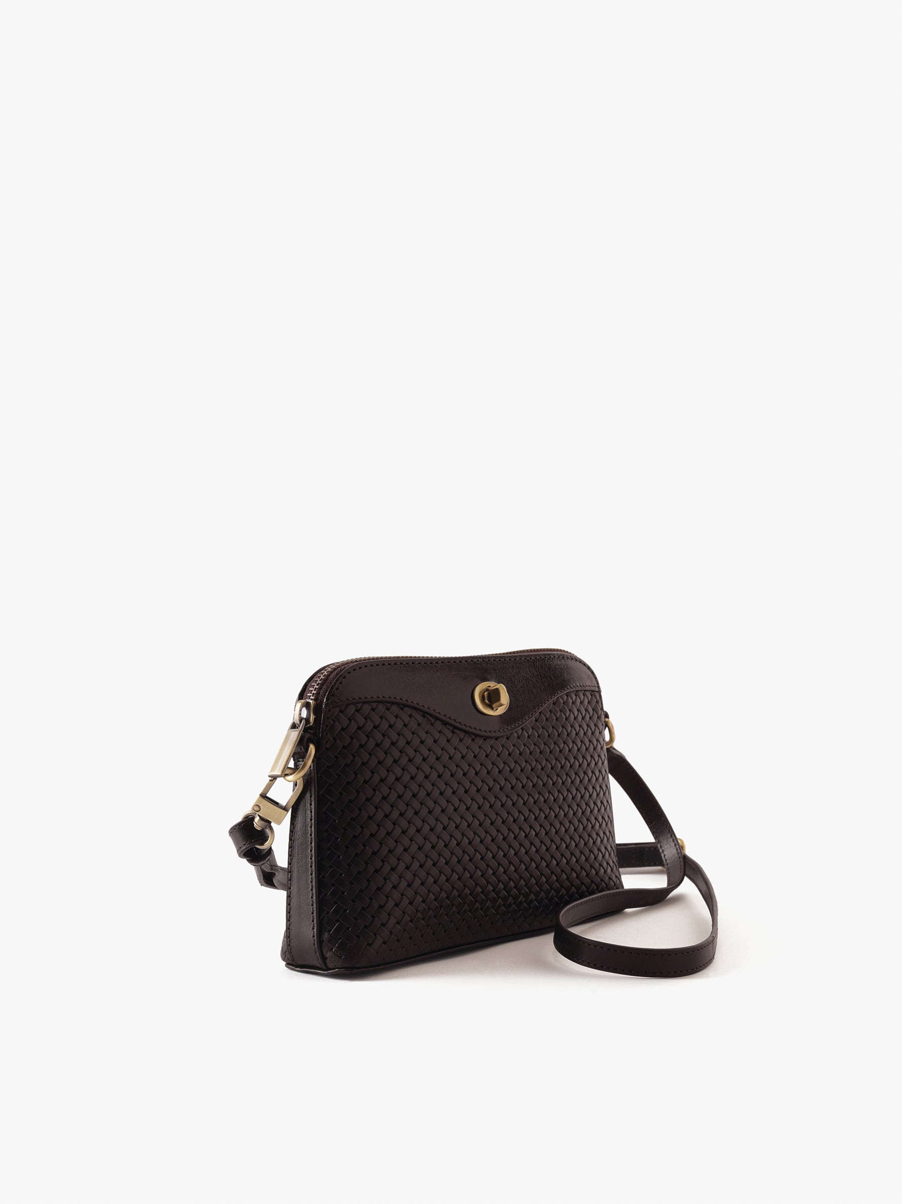Handcrafted Woven Vegetable Tanned Leather Nilgiri Sling (Medium) Warm Black for Women Tan & Loom