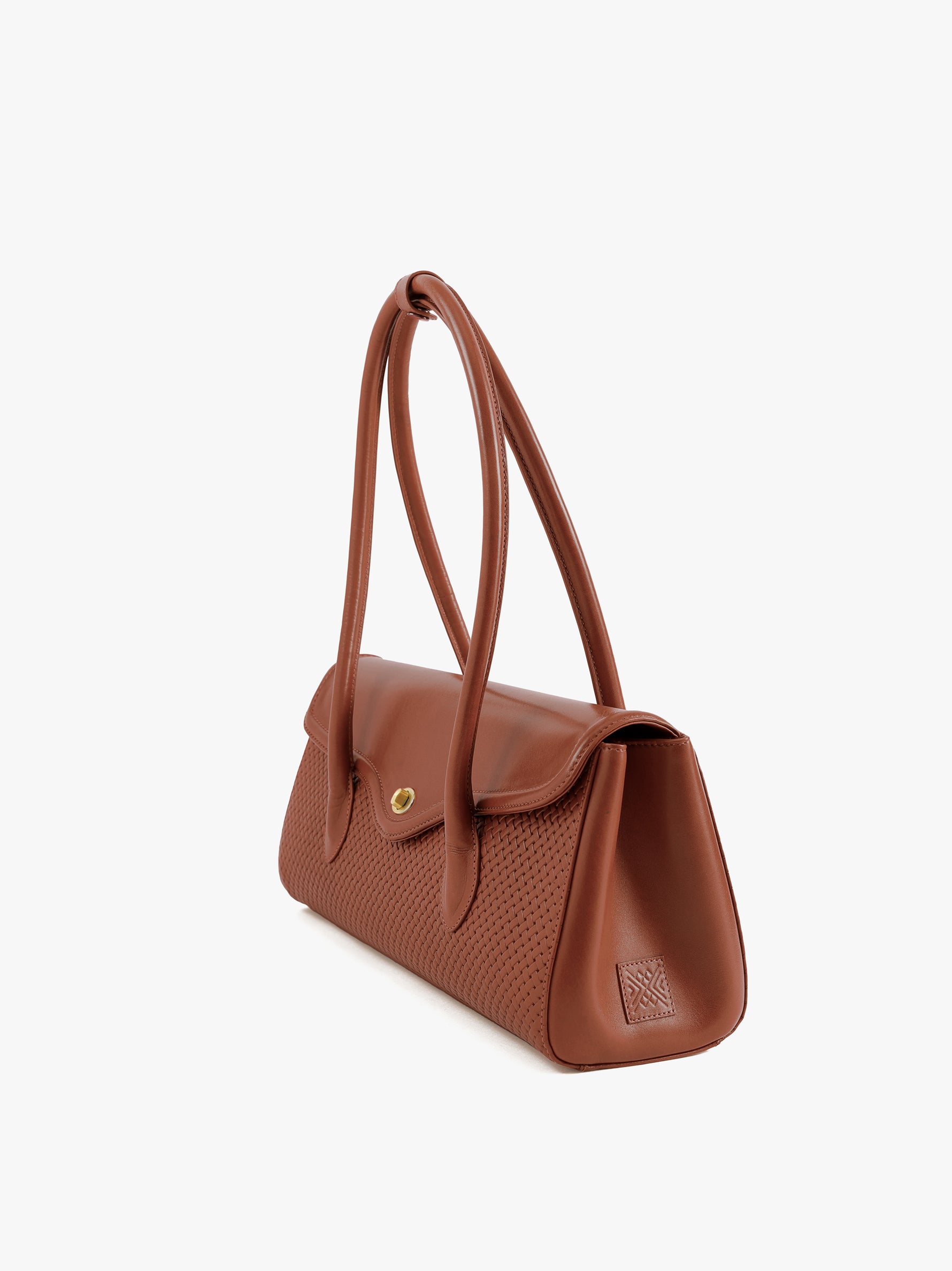Handcrafted Woven Vegetable Tanned Leather Seville Satchel Large Cognac for Women Tan & Loom