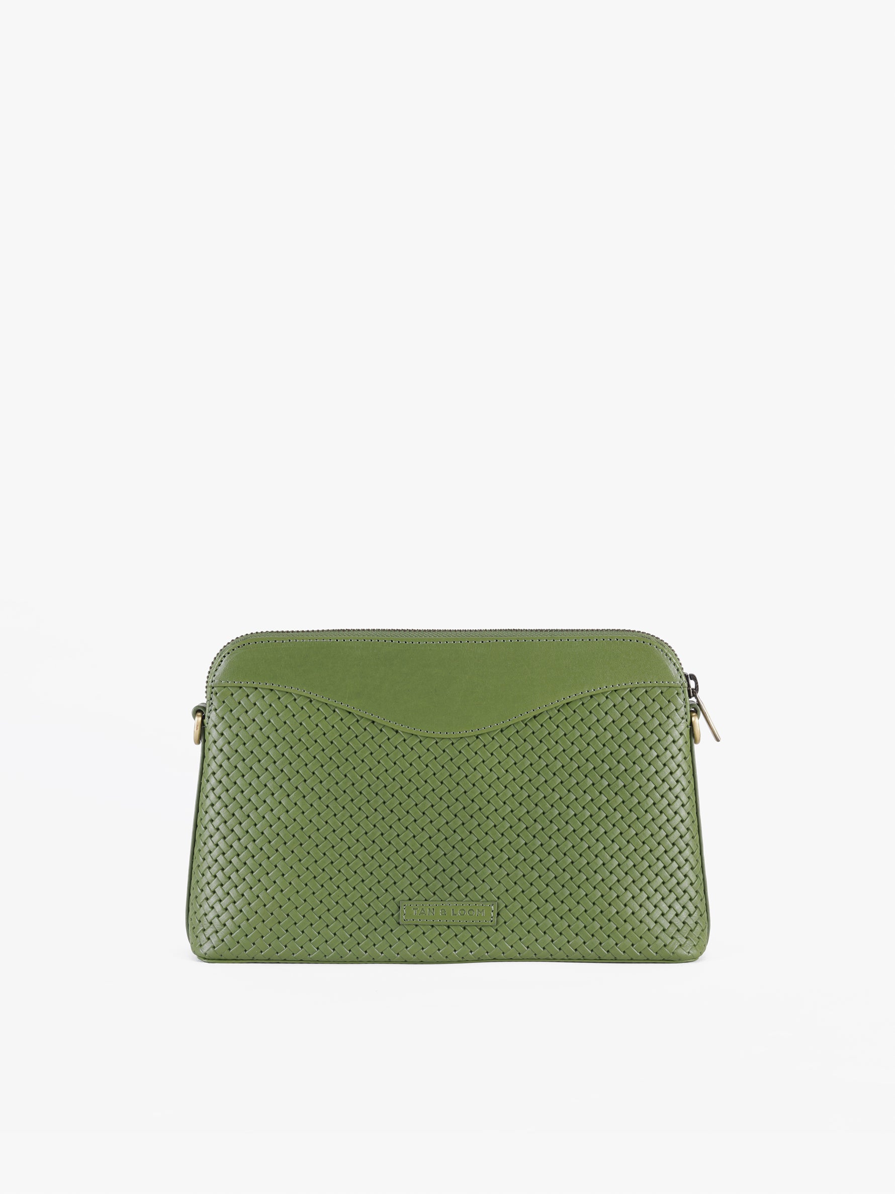 Handcrafted Woven Vegetable Tanned Leather Nilgiri Sling (Large) Matcha Green for Women Tan & Loom