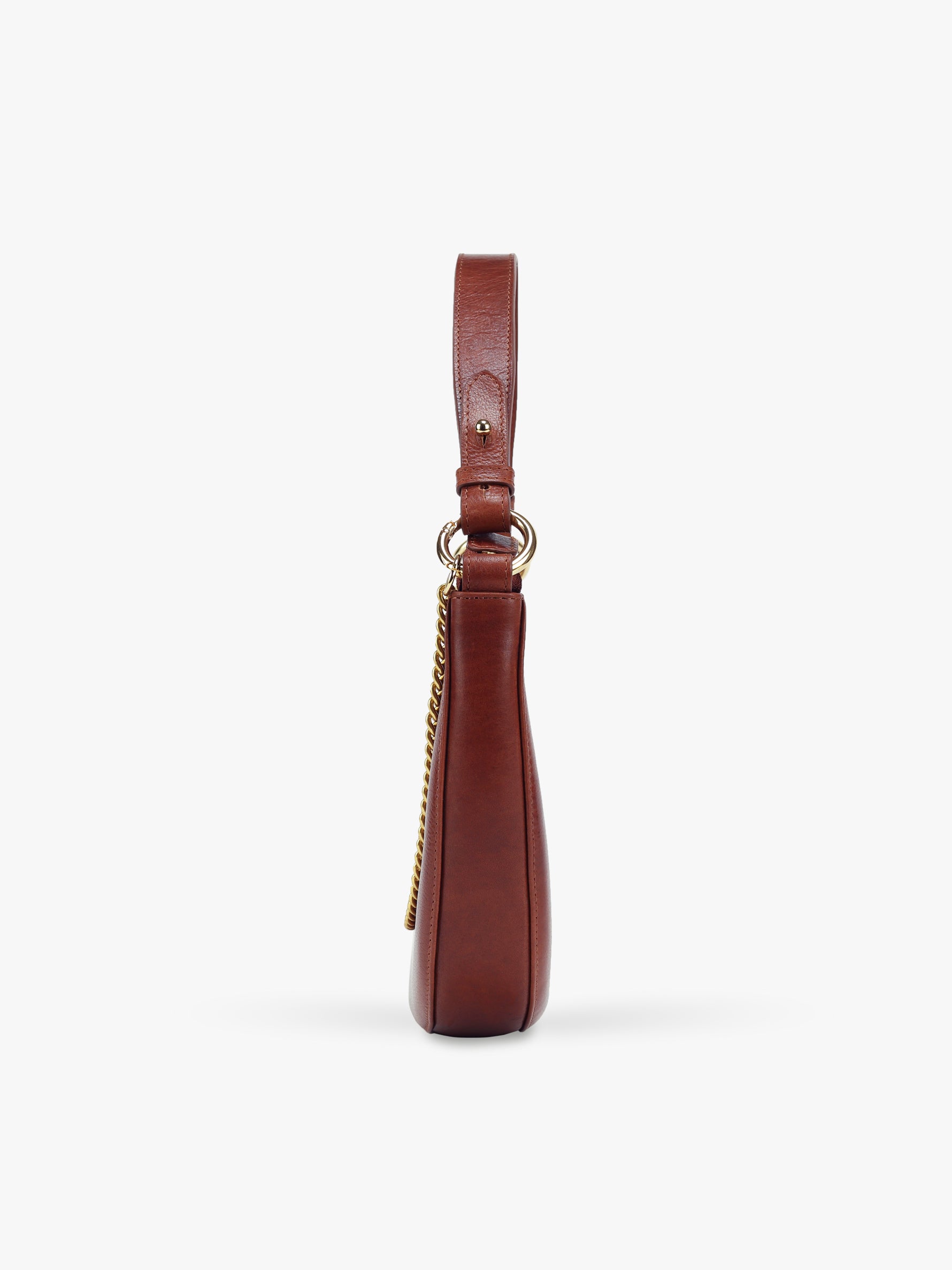 Handcrafted Genuine Vegetable Tanned Leather Lune Baguette Vintage Brown for Women Tan & Loom