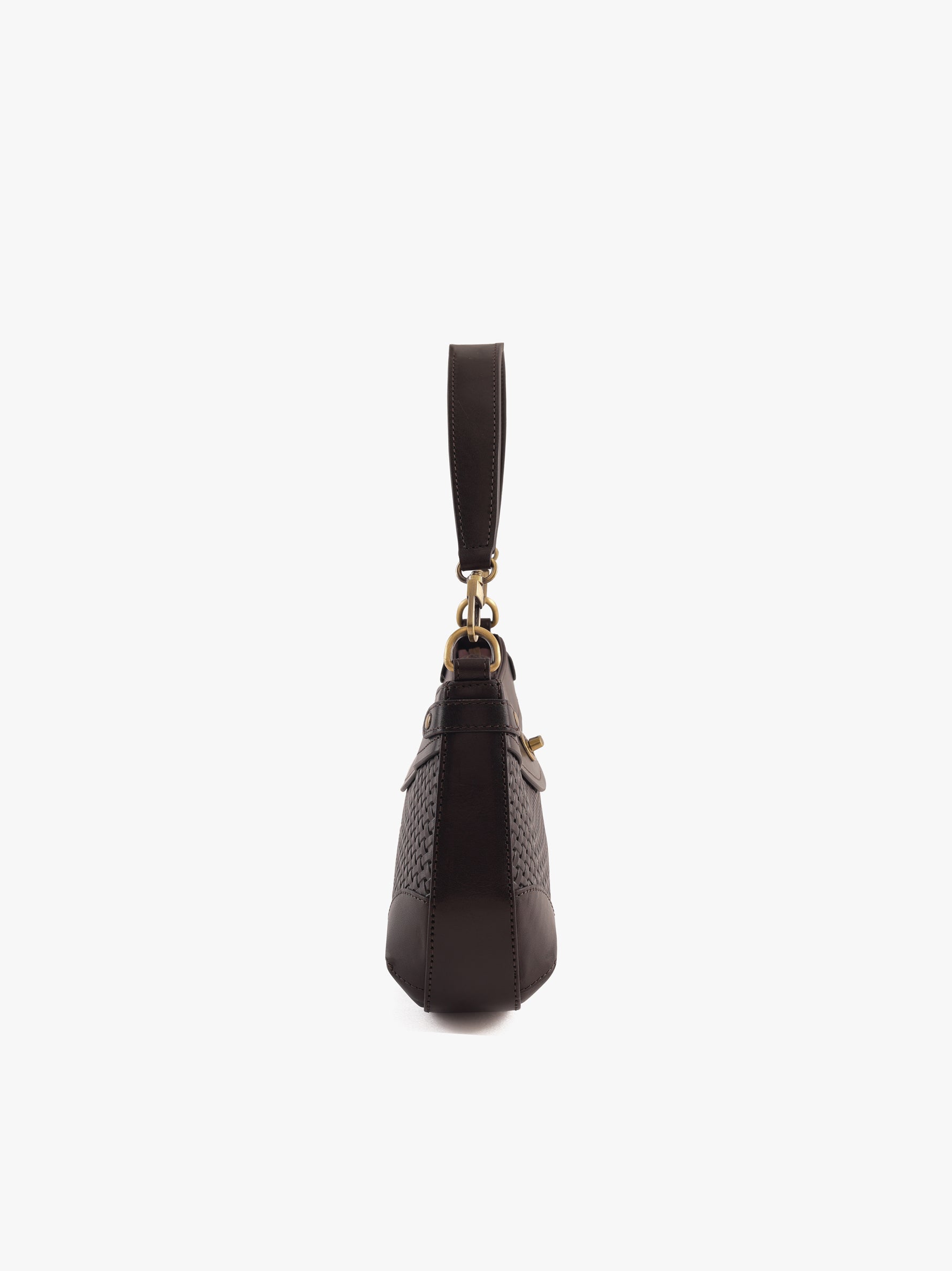 Handcrafted Woven Vegetable Tanned Leather Brooklyn Baguette Warm Black for Women Tan & Loom