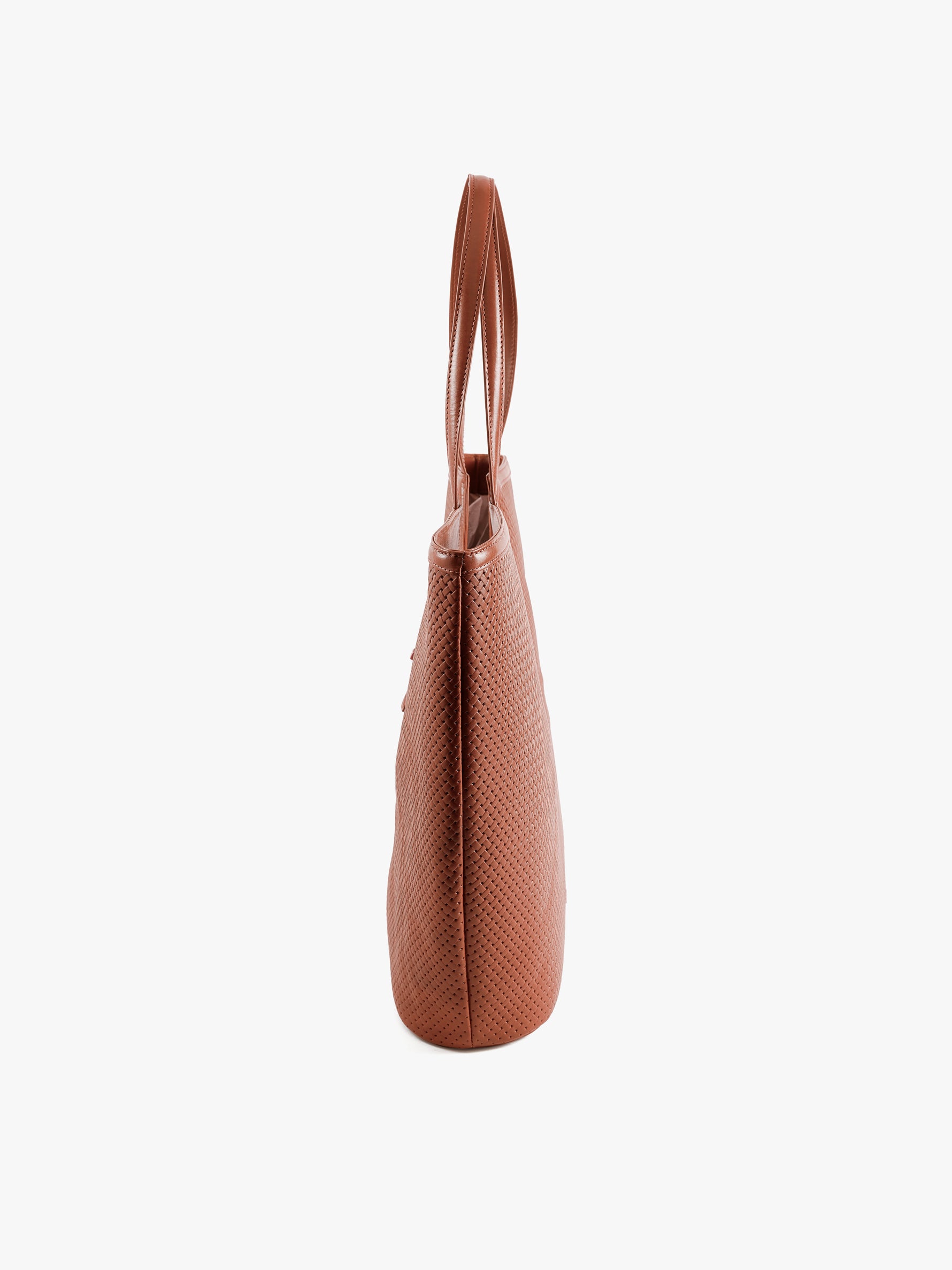 Handcrafted Woven Vegetable Tanned Leather Amalfi Tote Large Cognac Tan for Women Tan & Loom