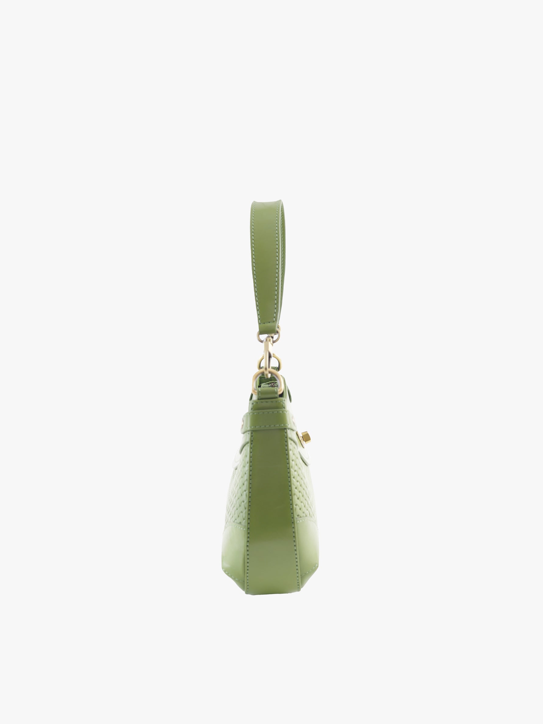 Handcrafted Woven Vegetable Tanned Leather Brooklyn Baguette Matcha Green for Women Tan & Loom