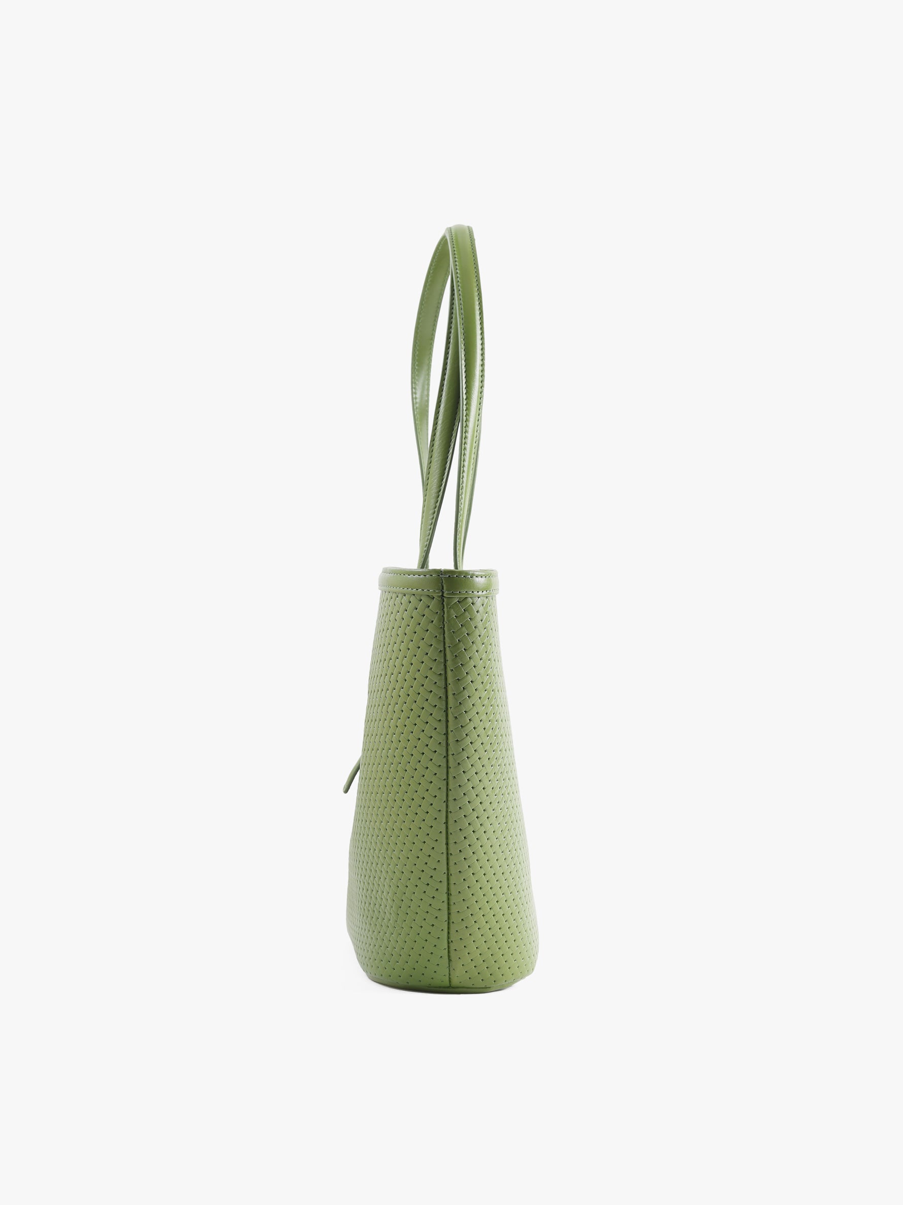 Handcrafted Woven Vegetable Tanned Leather Amalfi Tote Medium Matcha Green for Women Tan & Loom
