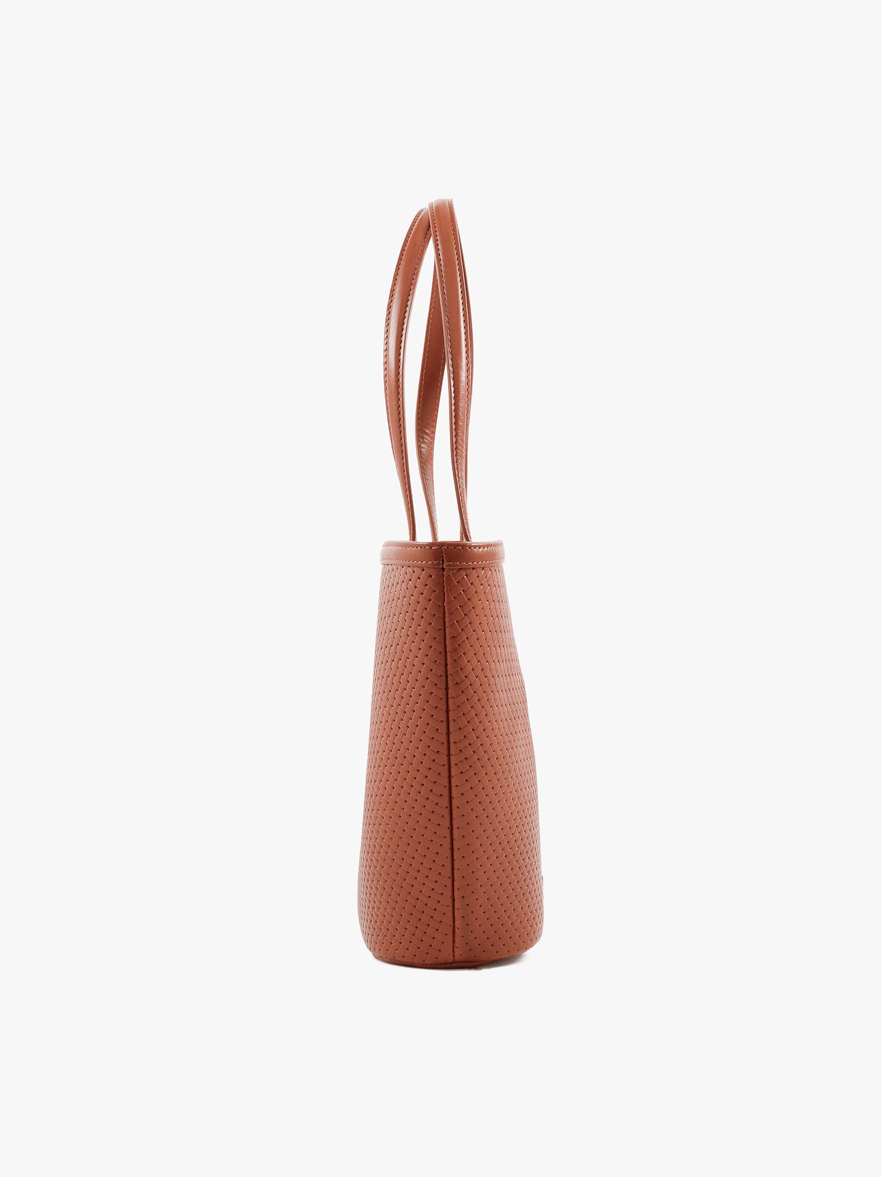 Handcrafted Woven Vegetable Tanned Leather Amalfi Tote Medium Cognac Tan for Women Tan & Loom