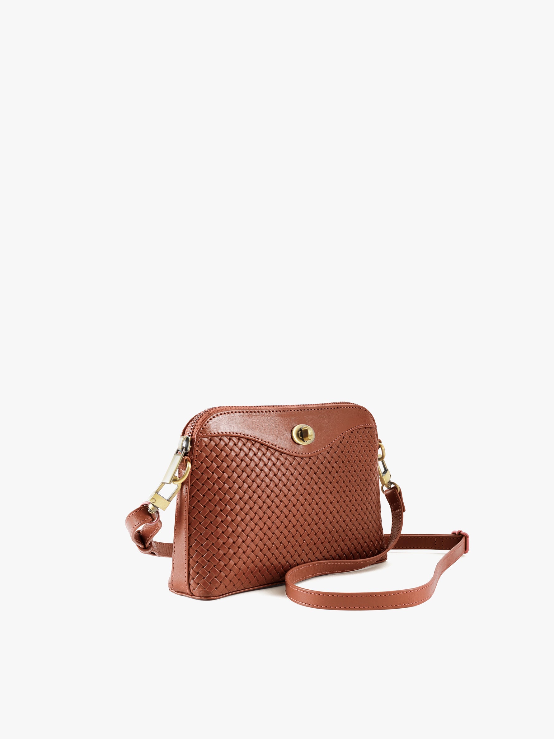 Handcrafted Woven Vegetable Tanned Leather Nilgiri Sling (Medium) Cognac for Women Tan & Loom