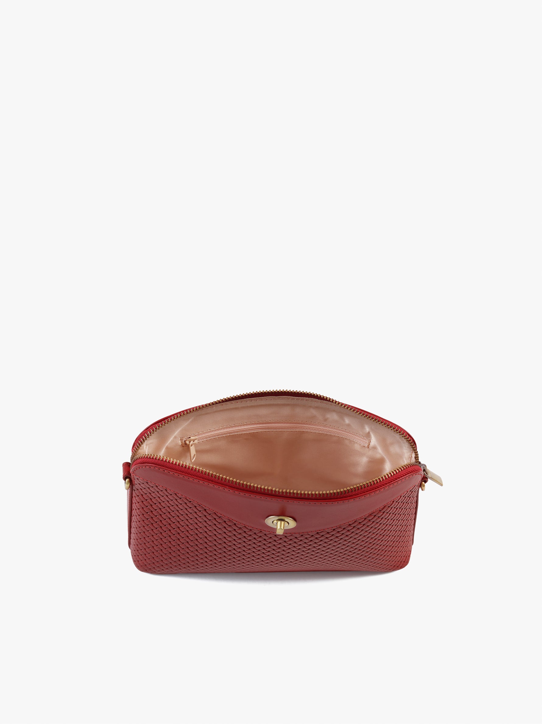 Handcrafted Woven Vegetable Tanned Leather Nilgiri Sling (Medium) Cherry Red for Women Tan & Loom