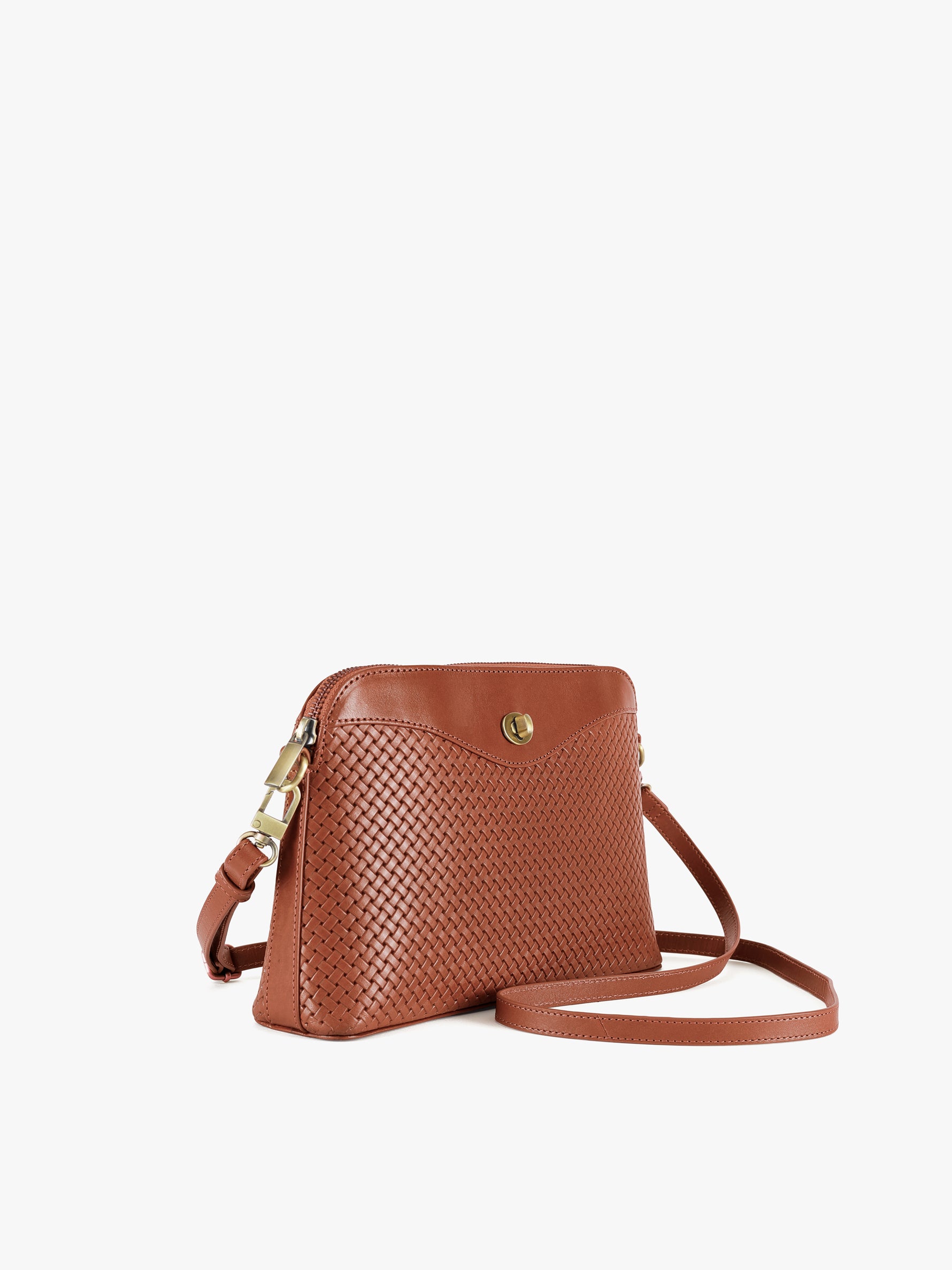 Handcrafted Woven Vegetable Tanned Leather Nilgiri Sling (Large) Cognac for Women Tan & Loom