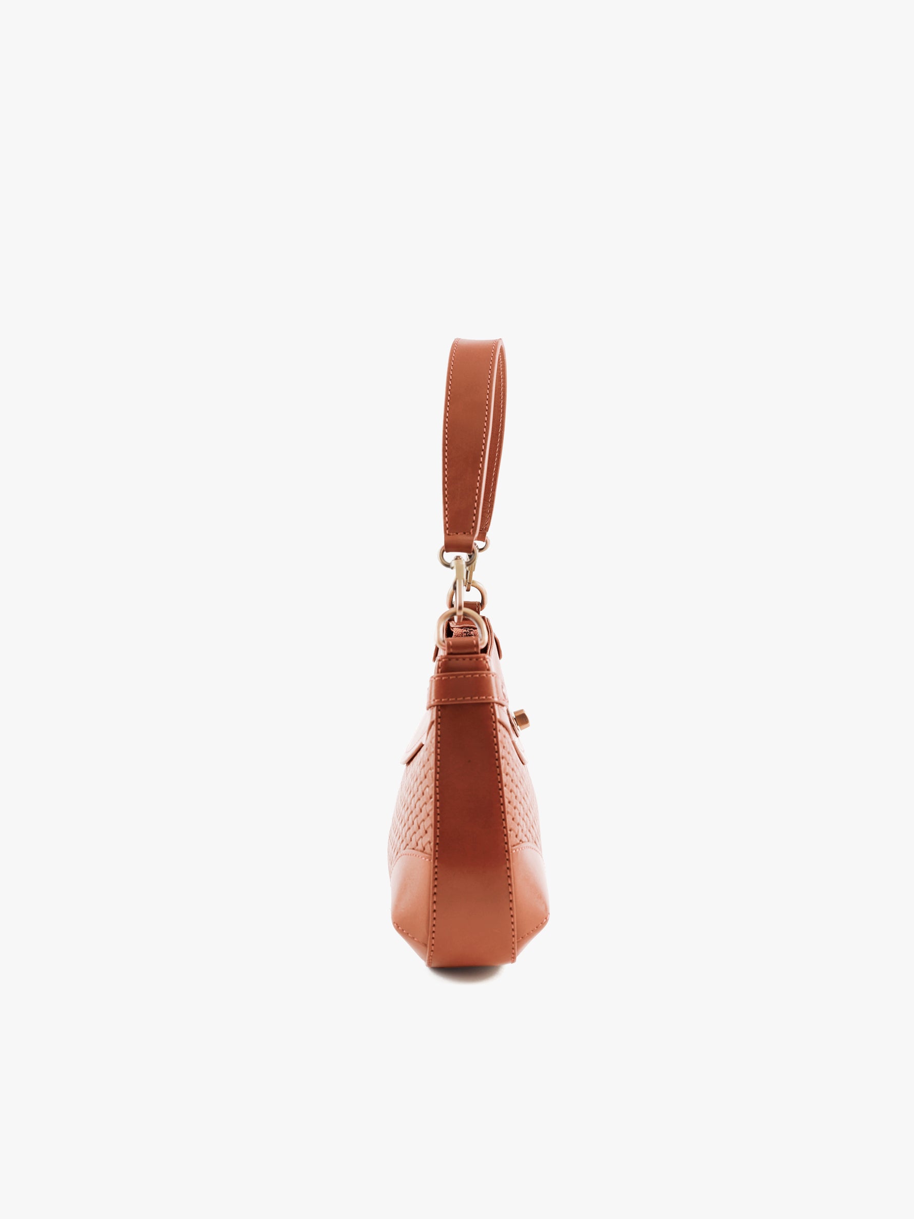 Handcrafted Woven Vegetable Tanned Leather Brooklyn Baguette Cognac for Women Tan & Loom
