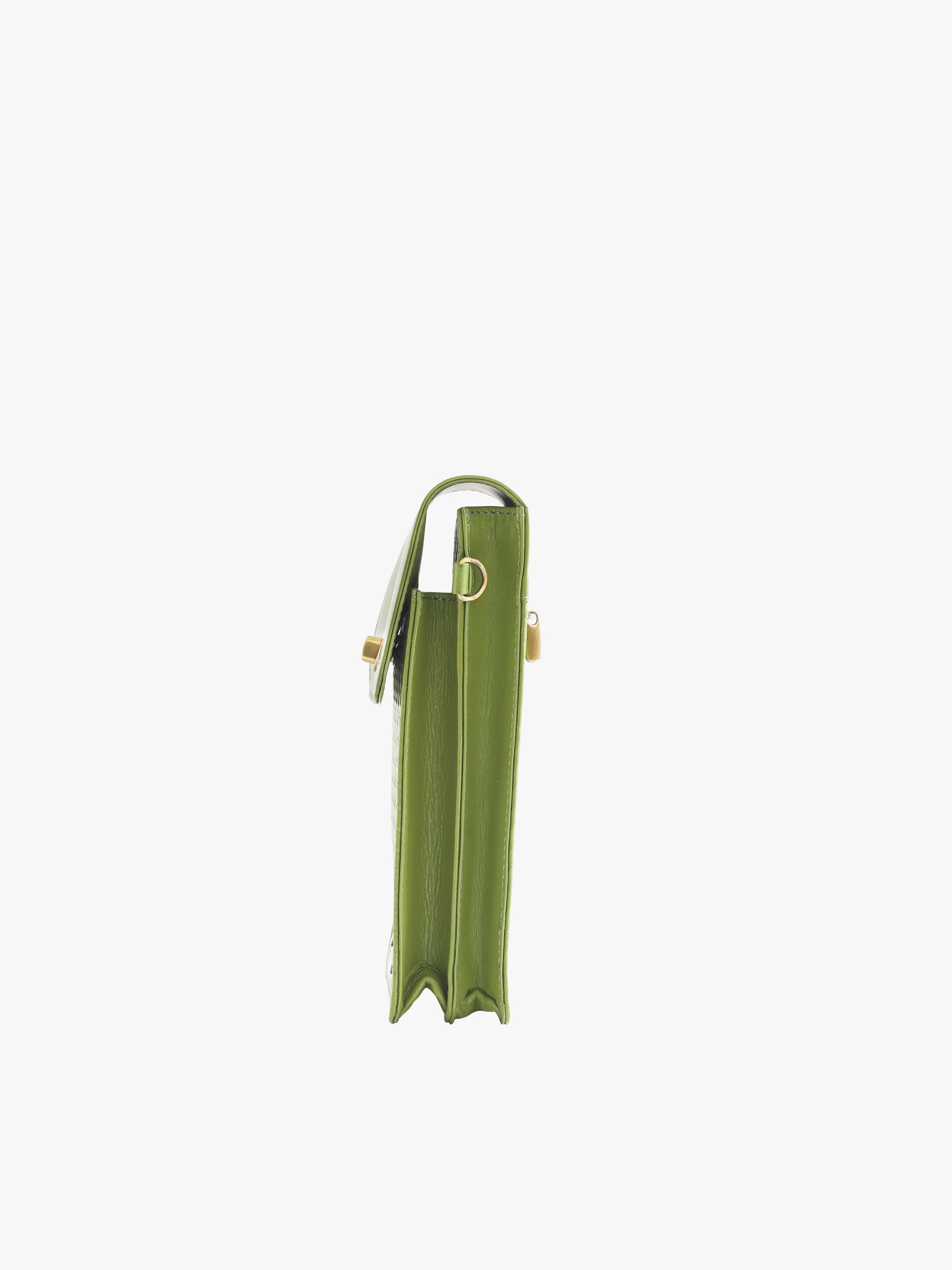 Handcrafted Woven Vegetable Tanned Leather Manhattan Mobile Sling Matcha Green for Women Tan & Loom