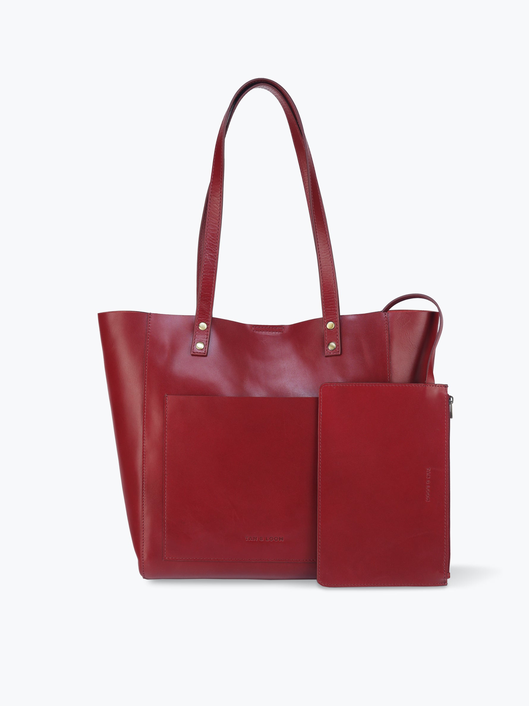 Handcrafted Genuine Vegetable Tanned Leather Old Fashioned Tote Regular Burgundy for Women Tan & Loom