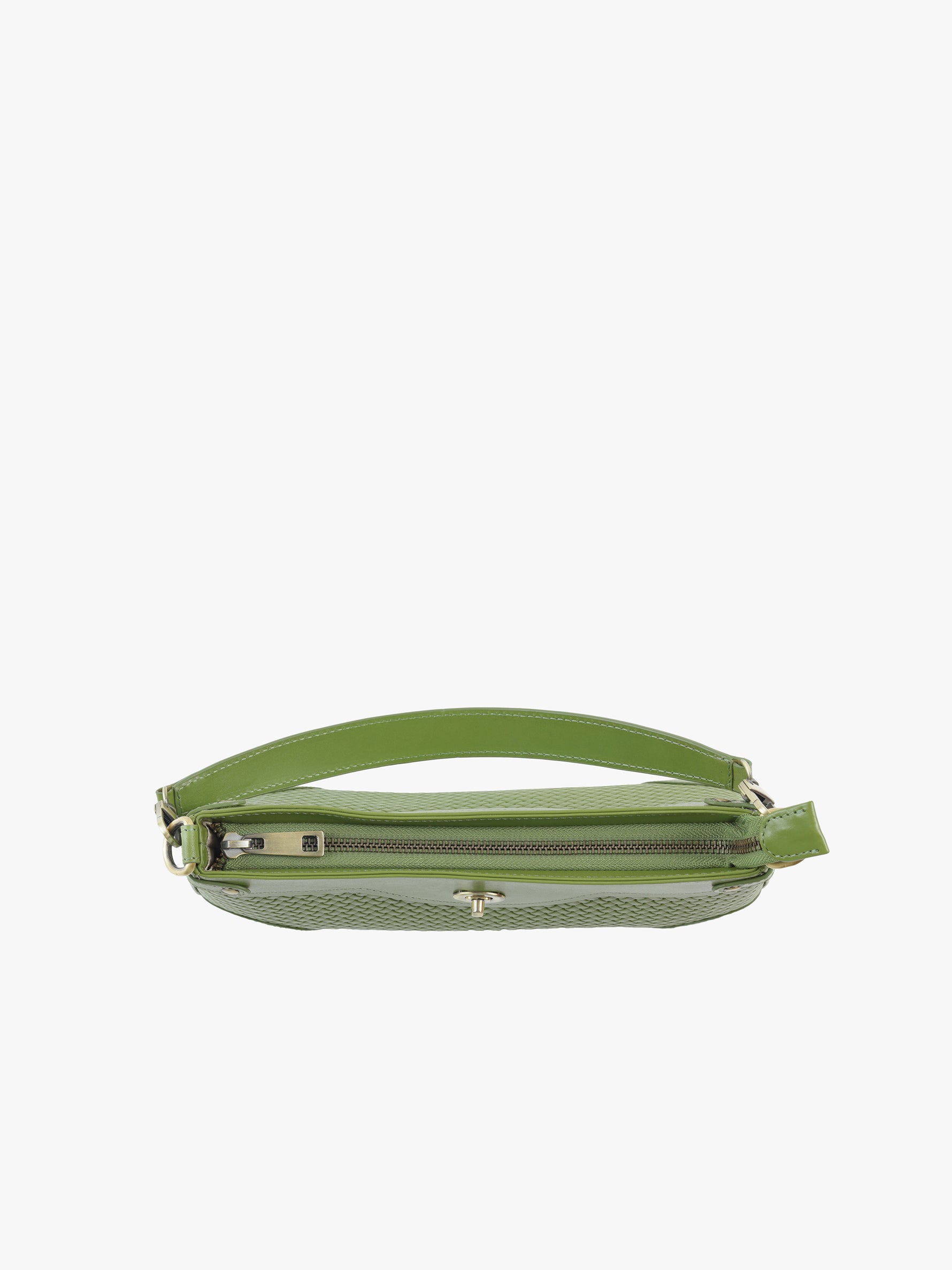Handcrafted Woven Vegetable Tanned Leather Brooklyn Baguette Matcha Green for Women Tan & Loom