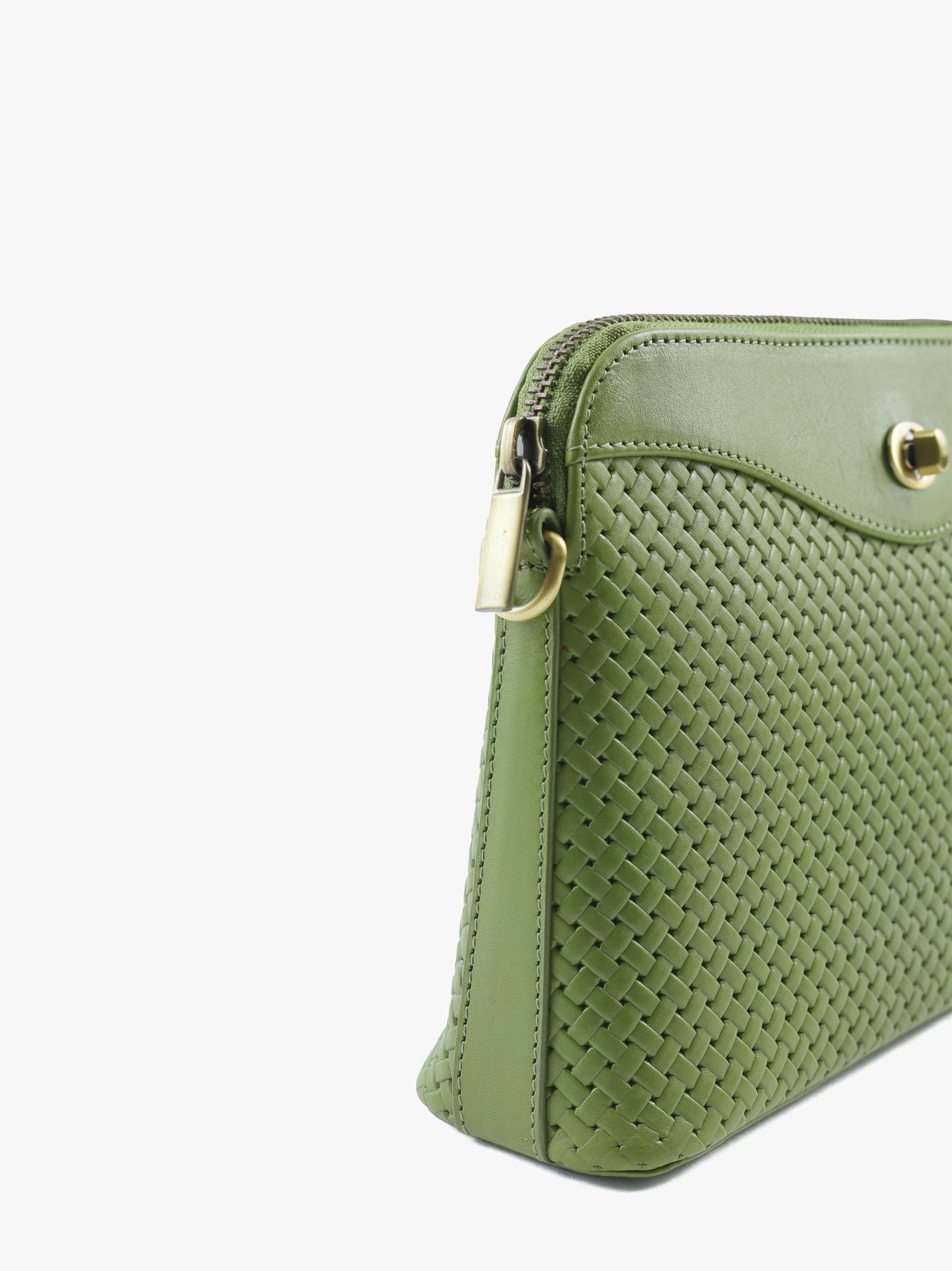 Handcrafted Woven Vegetable Tanned Leather Nilgiri Sling (Large) Matcha Green for Women Tan & Loom