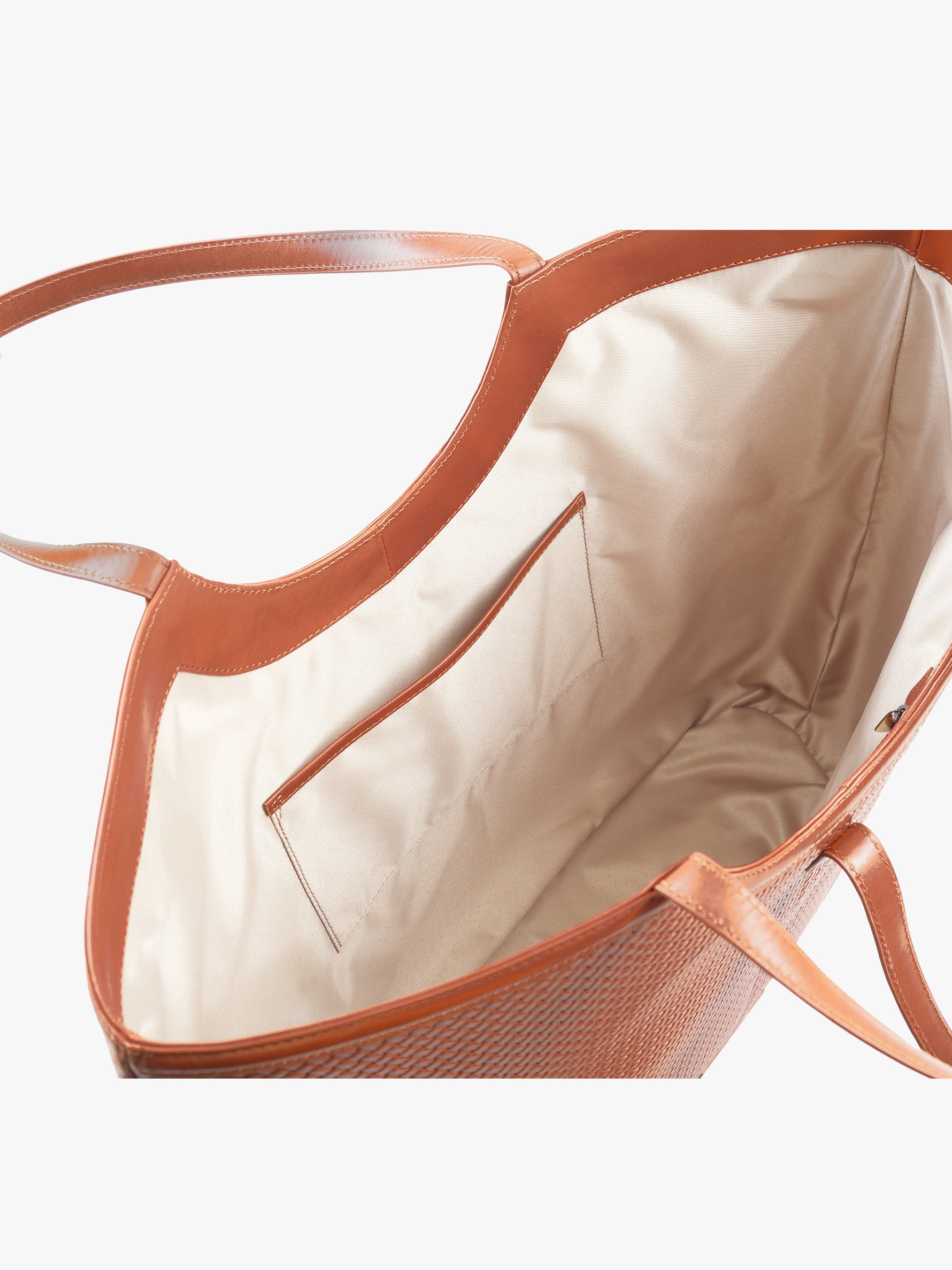 Handcrafted Woven Vegetable Tanned Leather Amalfi Tote Large Cognac Tan for Women Tan & Loom