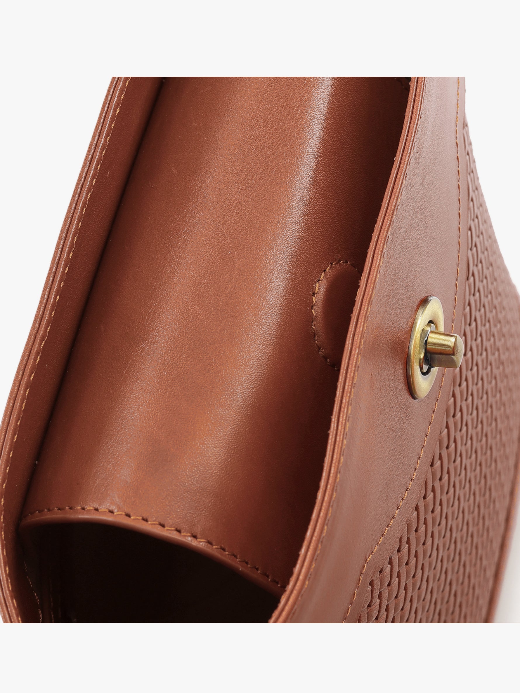 Handcrafted Woven Vegetable Tanned Leather Portobello Bucket Bag Cognac for Women Tan & Loom
