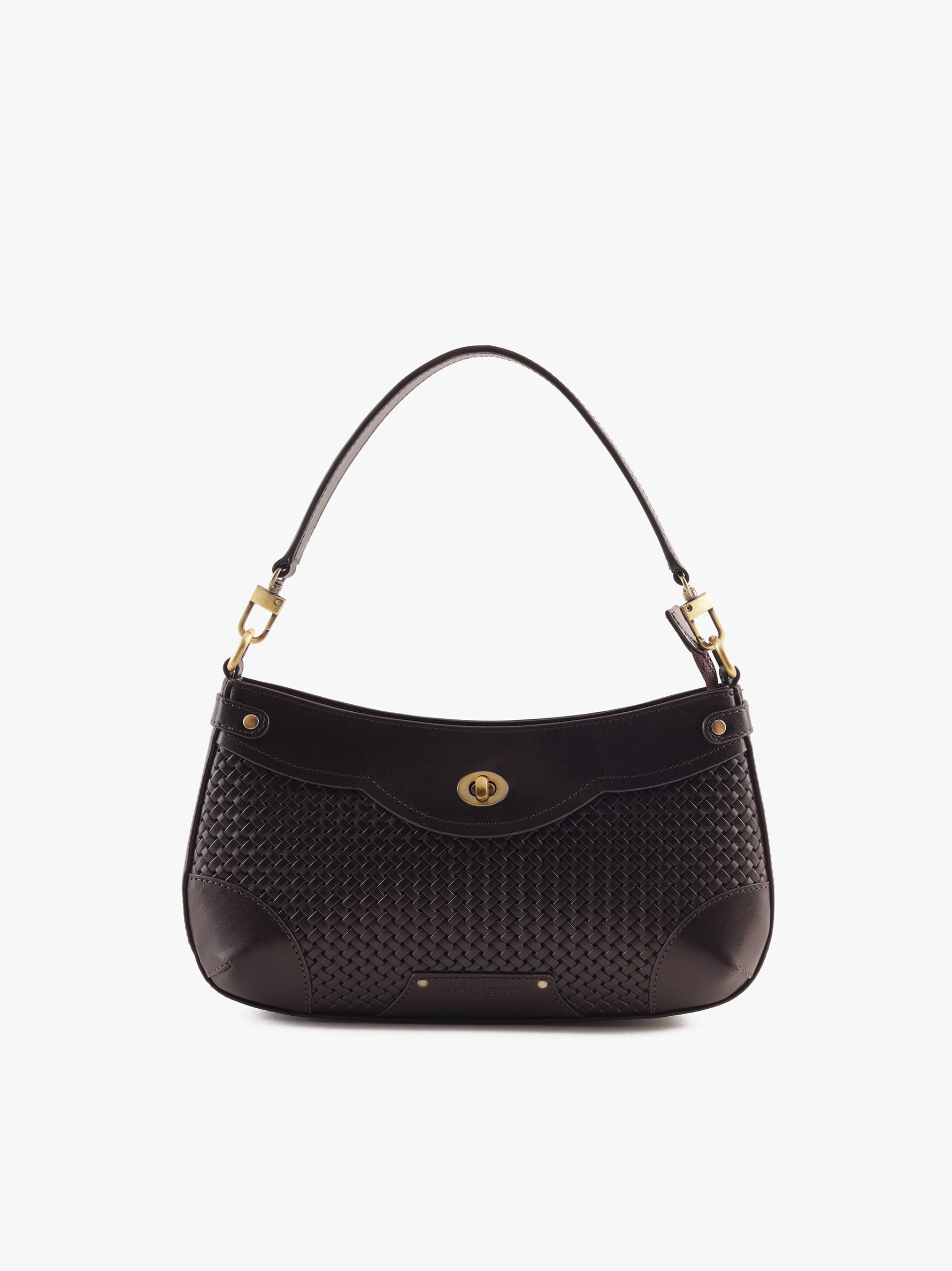 Handcrafted Woven Vegetable Tanned Leather Brooklyn Baguette Warm Black for Women Tan & Loom