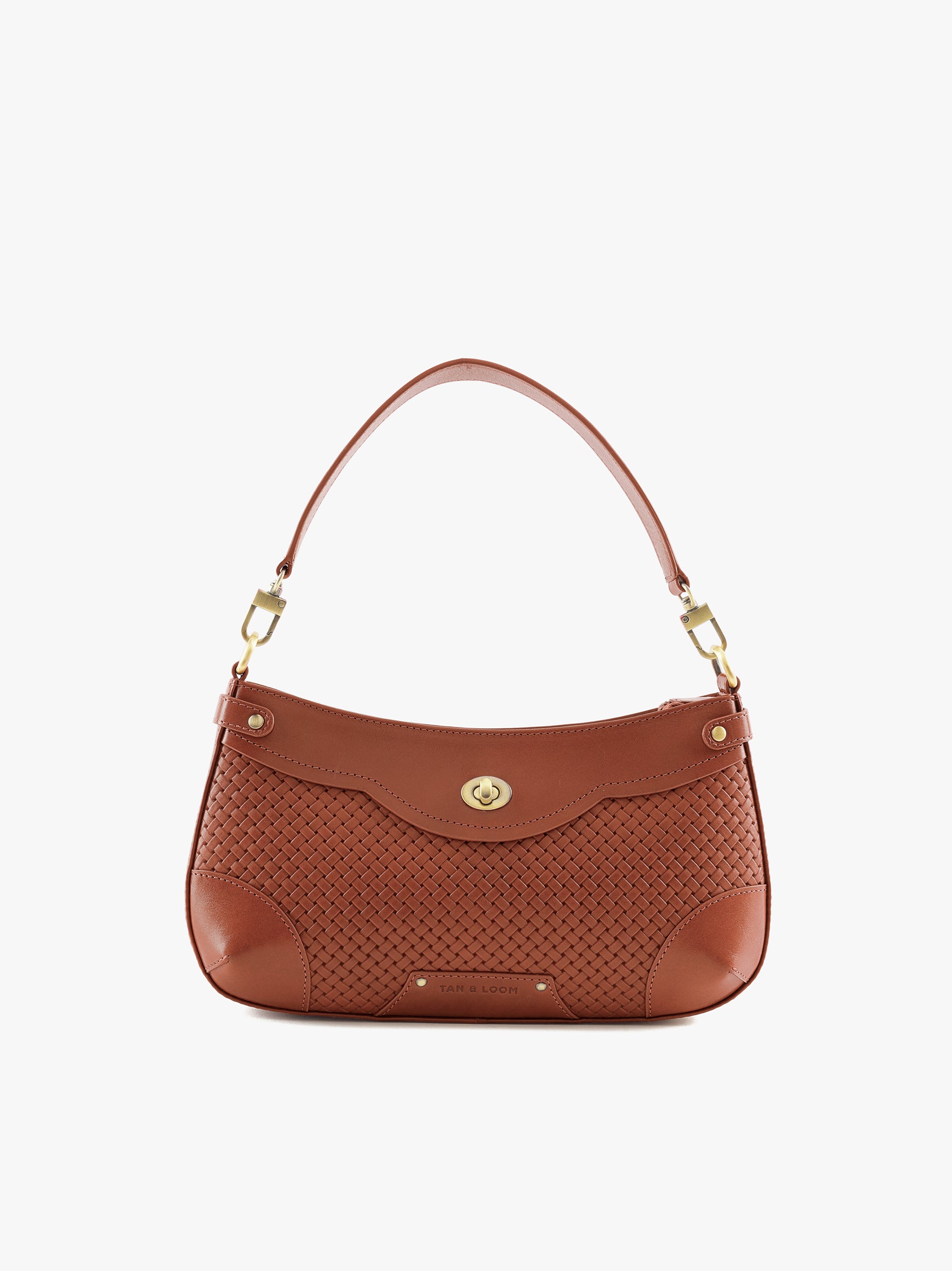 Handcrafted Woven Vegetable Tanned Leather Brooklyn Baguette Cognac for Women Tan & Loom