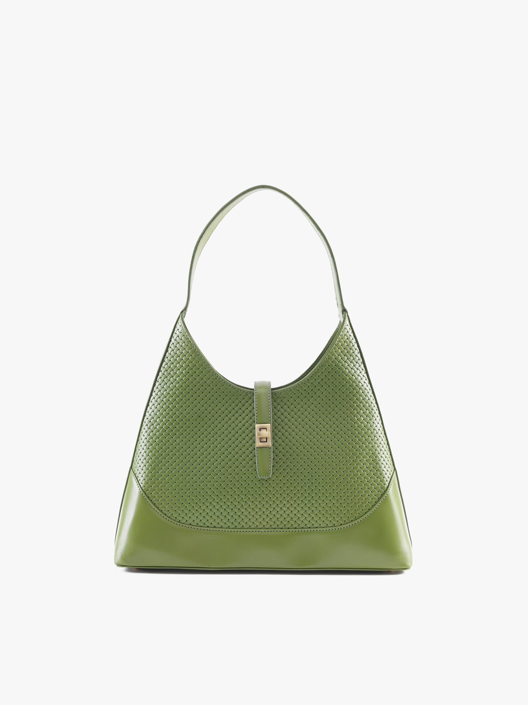 Handcrafted Woven Vegetable Tanned Leather Marrakesh Hobo Matcha Green for Women Tan & Loom