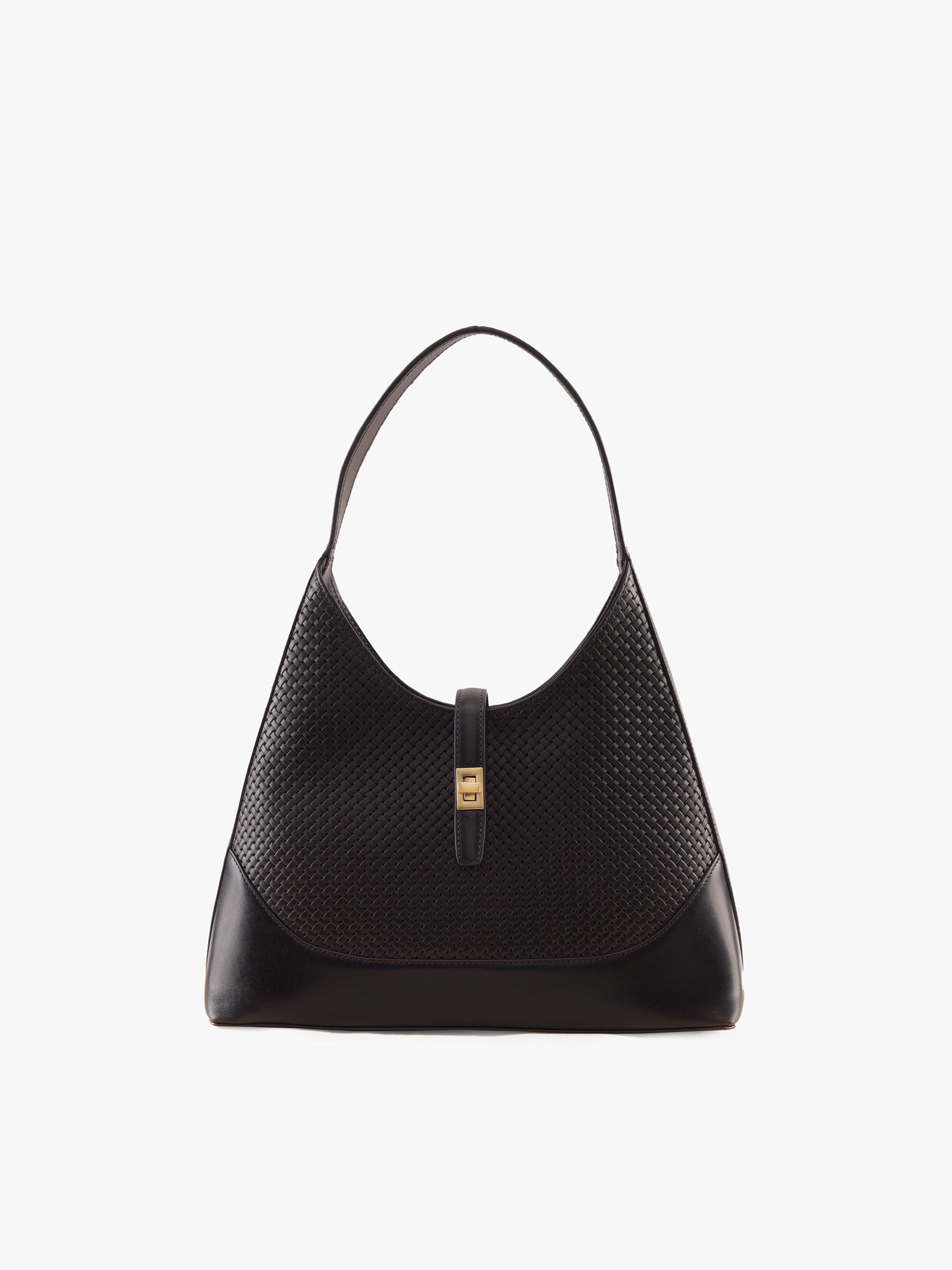 Handcrafted Woven Vegetable Tanned Leather Marrakesh Hobo Warm Black for Women Tan & Loom