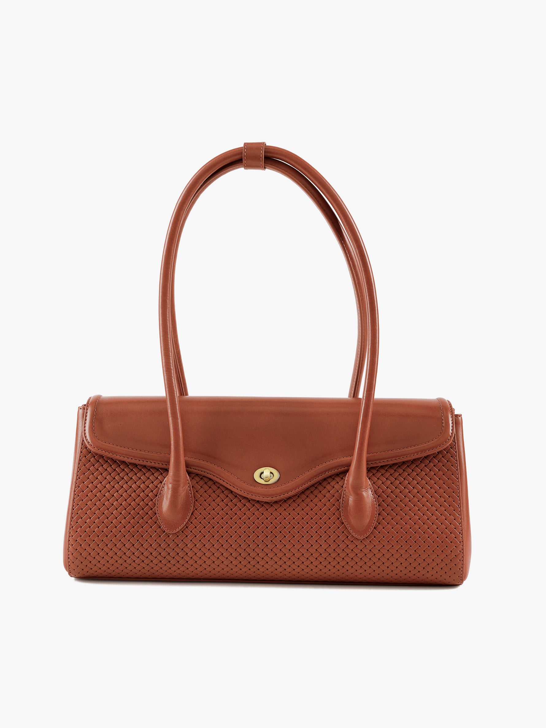 Handcrafted Woven Vegetable Tanned Leather Seville Satchel Large Cognac for Women Tan & Loom
