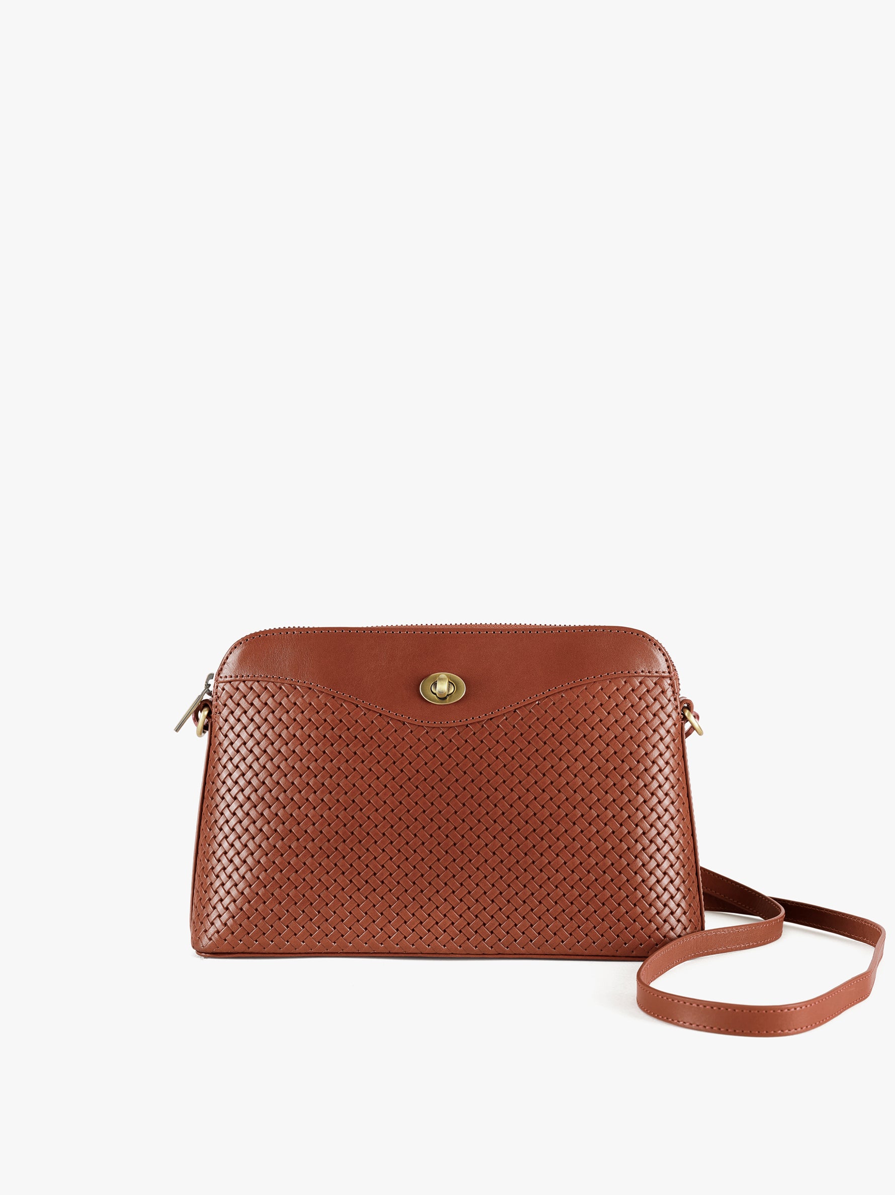 Handcrafted Woven Vegetable Tanned Leather Nilgiri Sling (Large) Cognac for Women Tan & Loom
