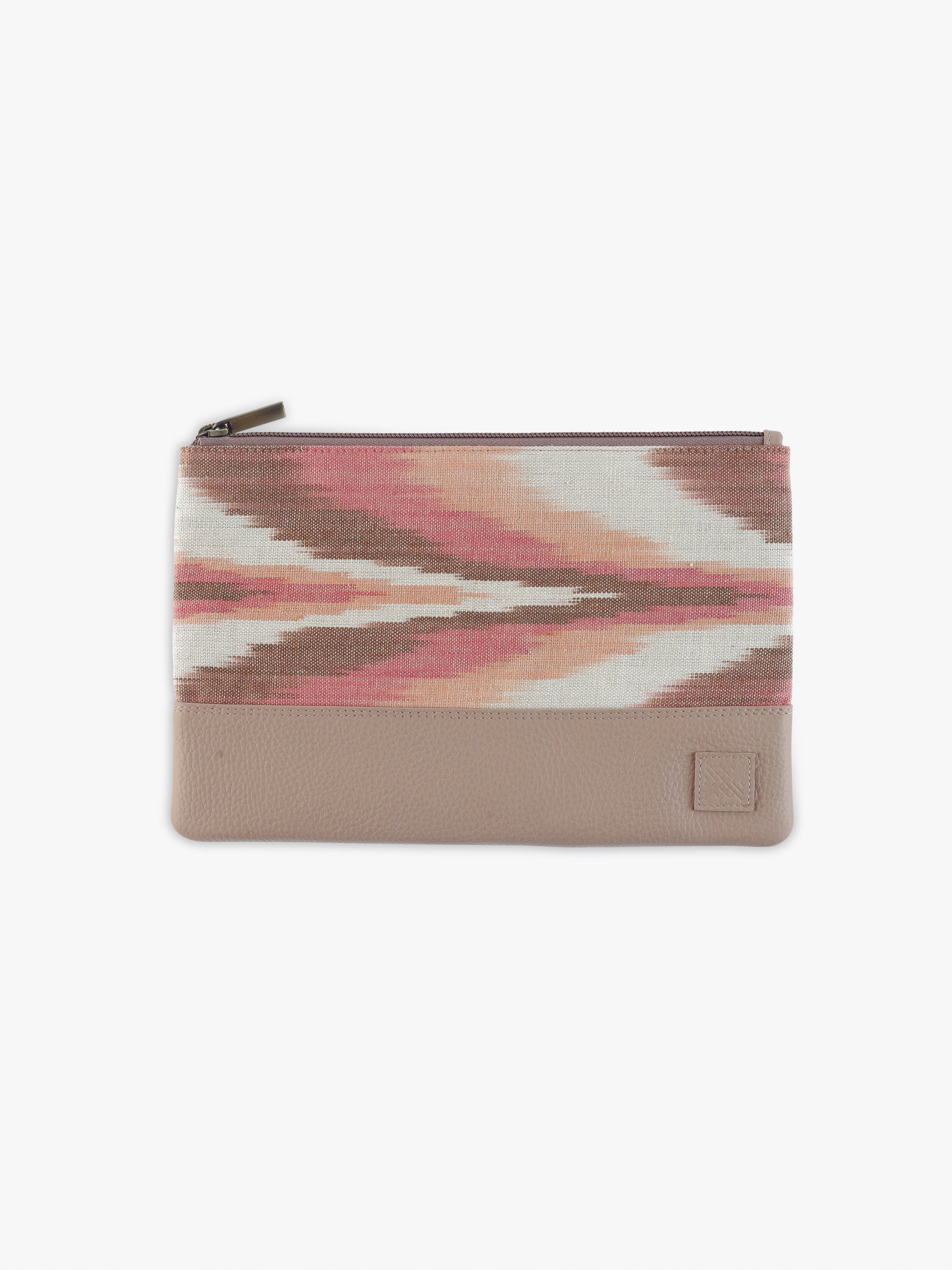 Essentials Pouch - Set of 2 (Pink & White Ikat)