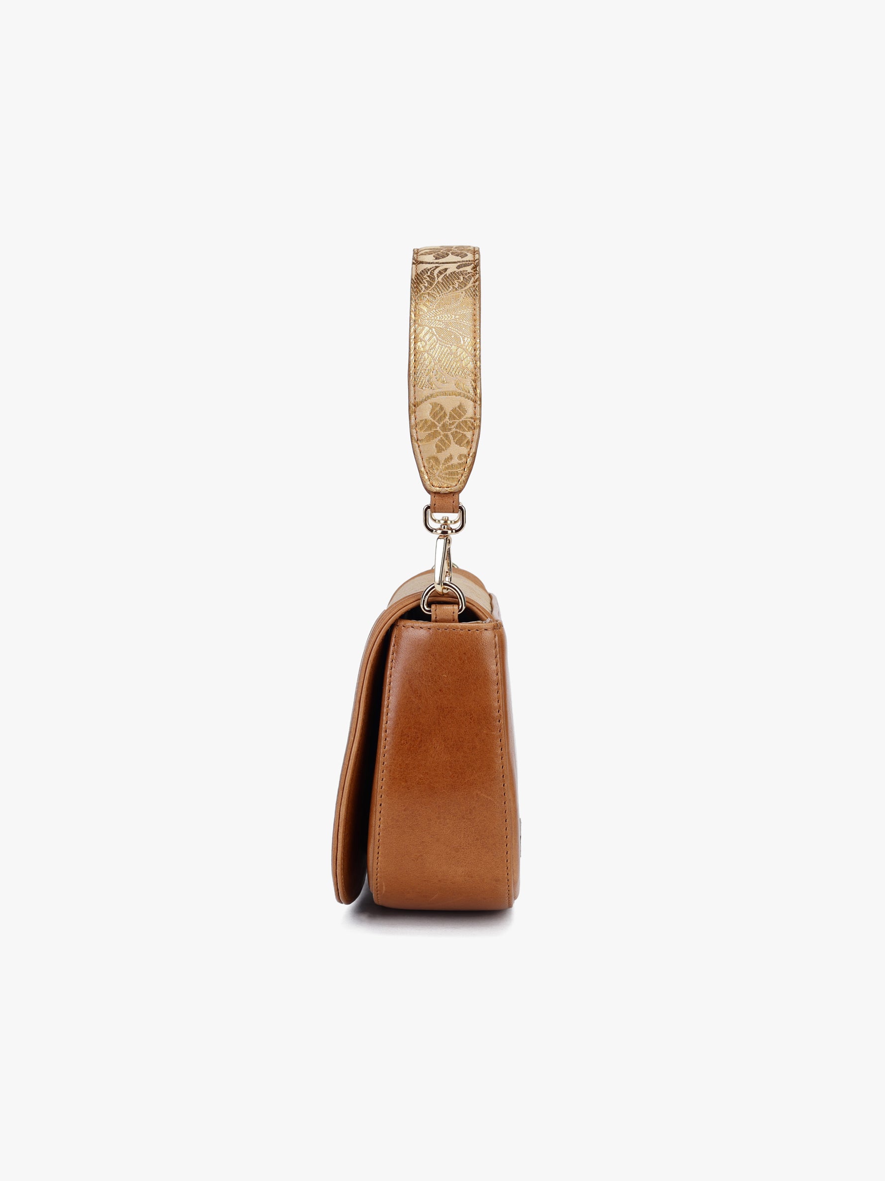 Buy gold clutch bag for women in India from Tan & Loom | Crafted with Banarasi Brocade & Genuine Leather